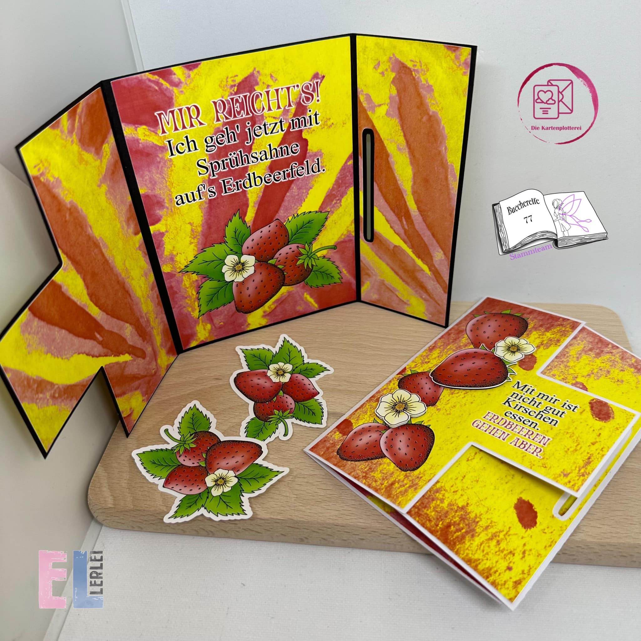 Digiset Erdbeere, Digistamp, Digipaper, Plotterdatei, Sublimation, Druck - Sewando