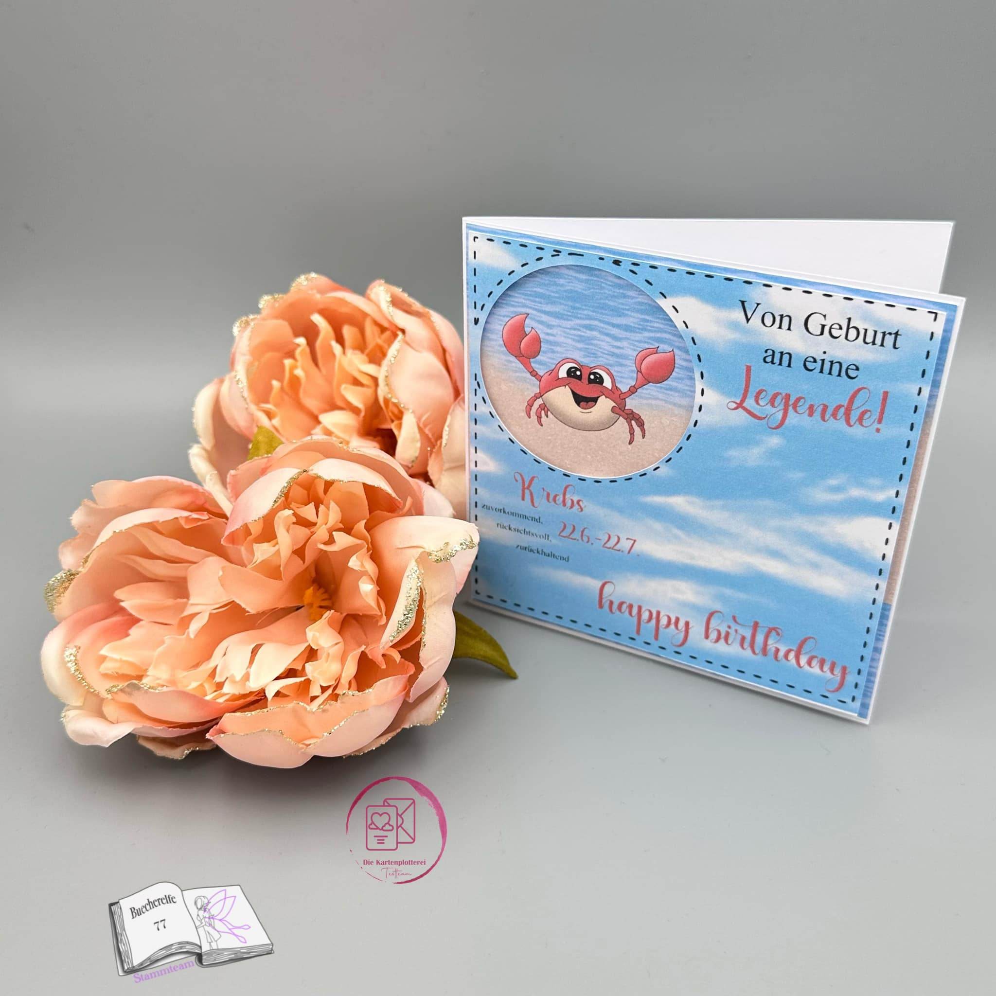 Digiset Karl der Krebs mit Rose Plotterdatei, Sublimation, Digistamp, Digipaper - Sewando
