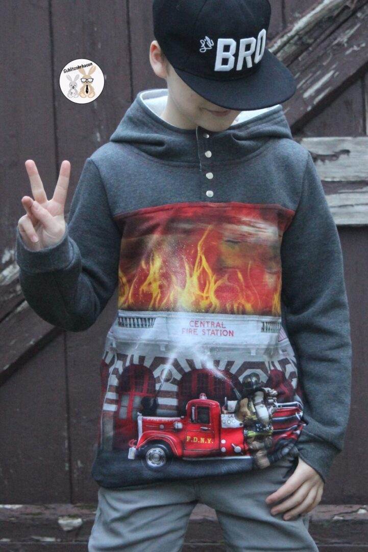 Big Swoodie Troyer, Hoodie, Knopfpullover für 105cm-140cm Körpergröße - Sewando