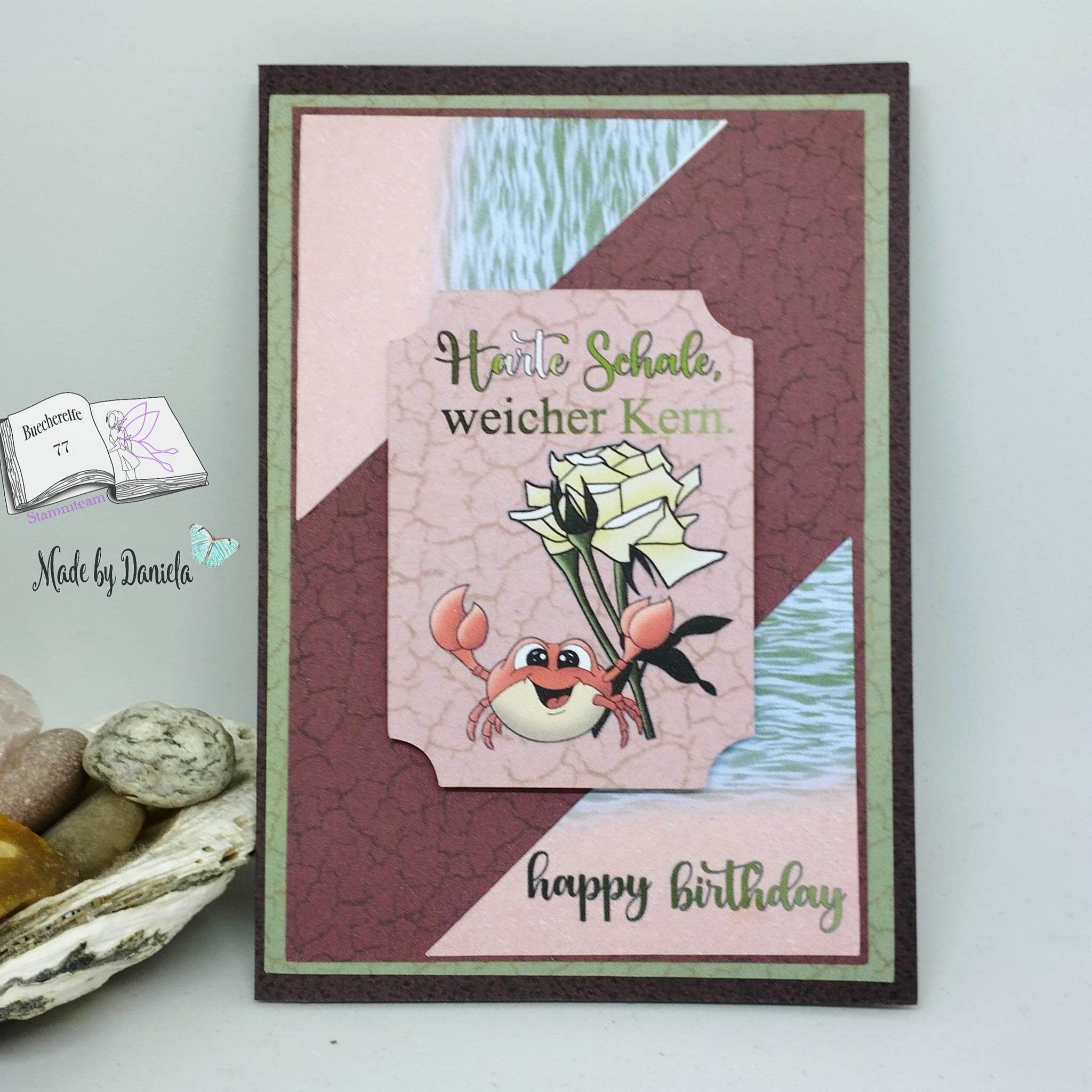 Digiset Karl der Krebs mit Rose Plotterdatei, Sublimation, Digistamp, Digipaper - Sewando