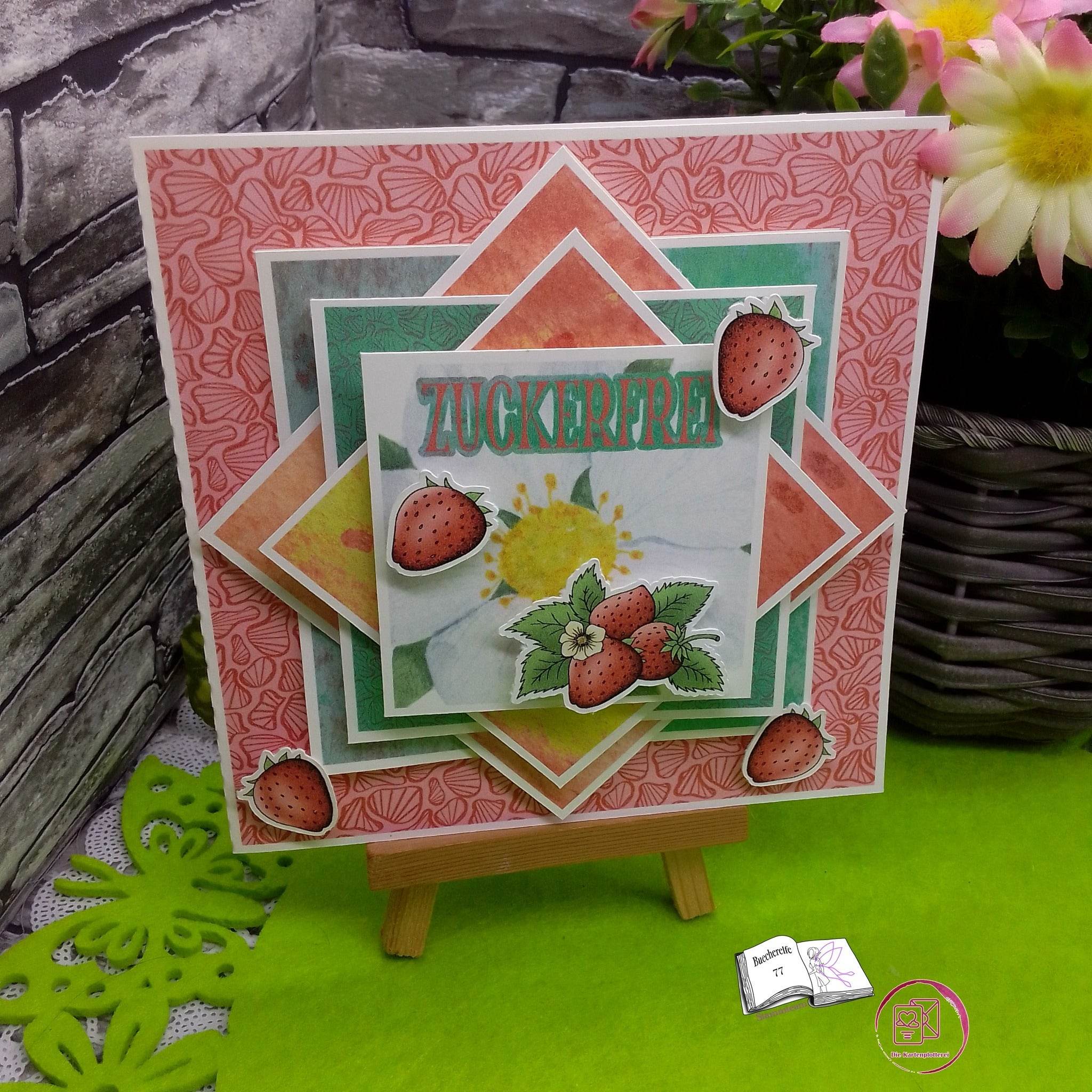 Digiset Erdbeere, Digistamp, Digipaper, Plotterdatei, Sublimation, Druck - Sewando