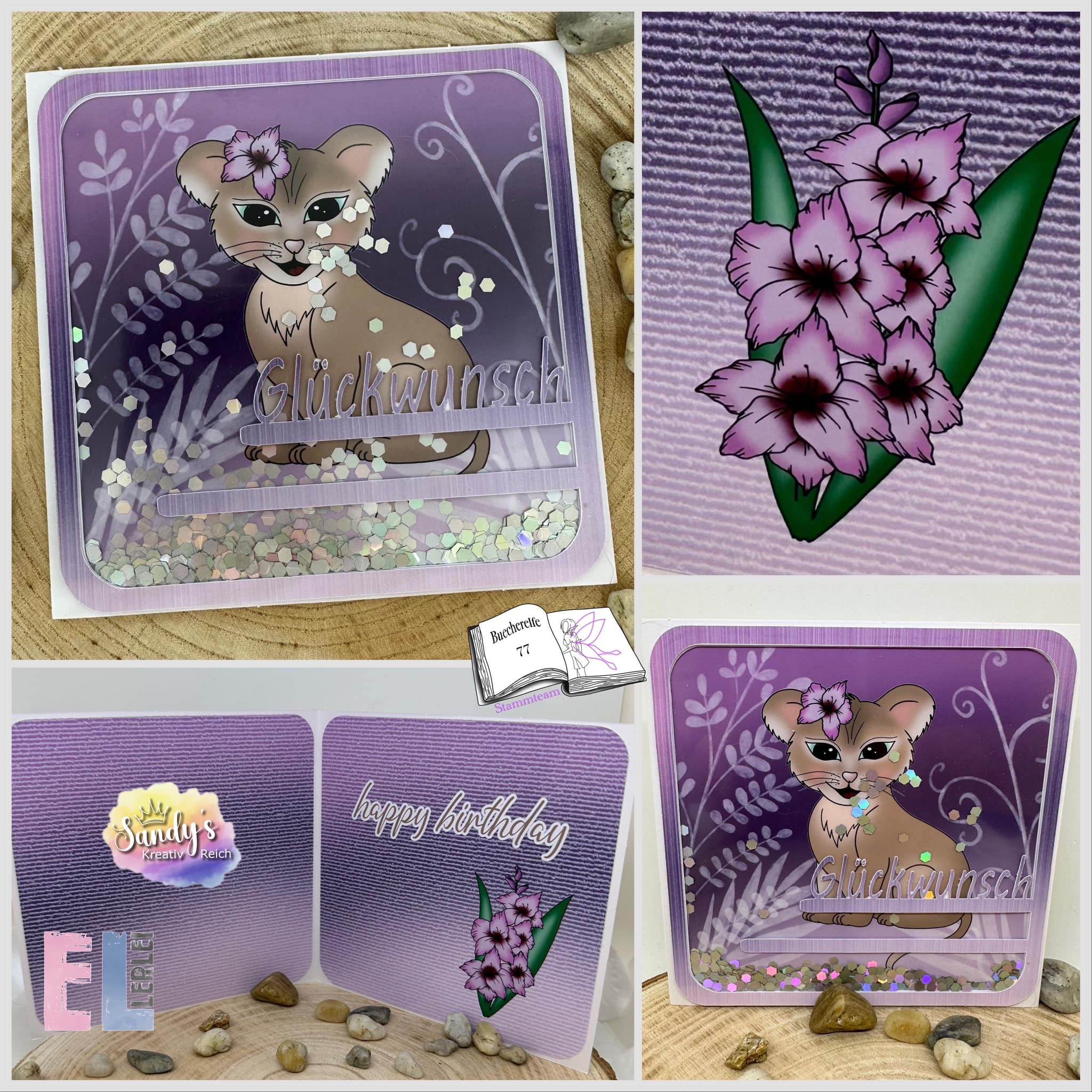 Digiset Löwe mit Gladiole Plotten, Sublimation, Drucken, Digistamp, Digipaper - Sewando