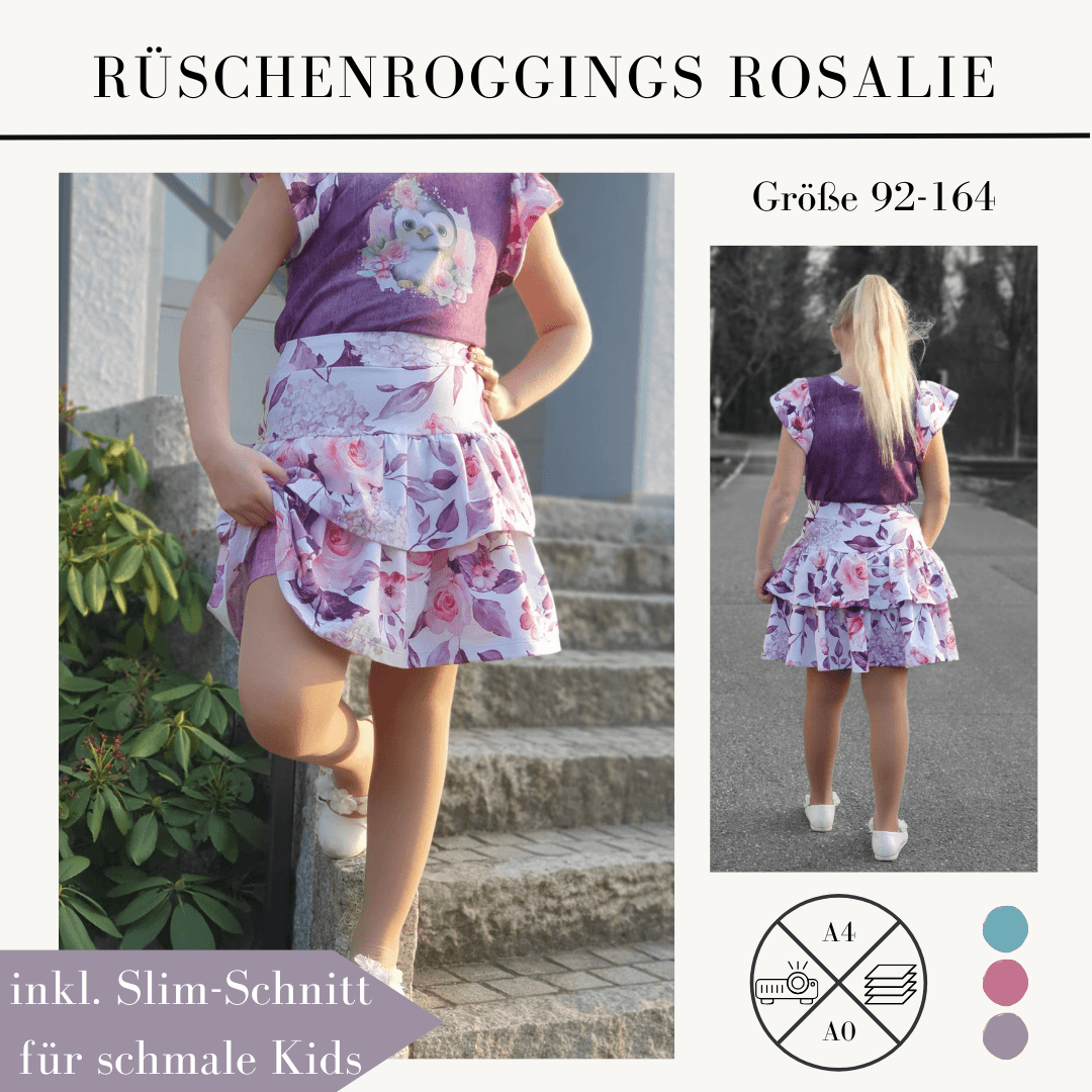 Schnittmuster Rosalie Rüschen Roggings Rock mit Leggings Gr. 92-164 - Sewando