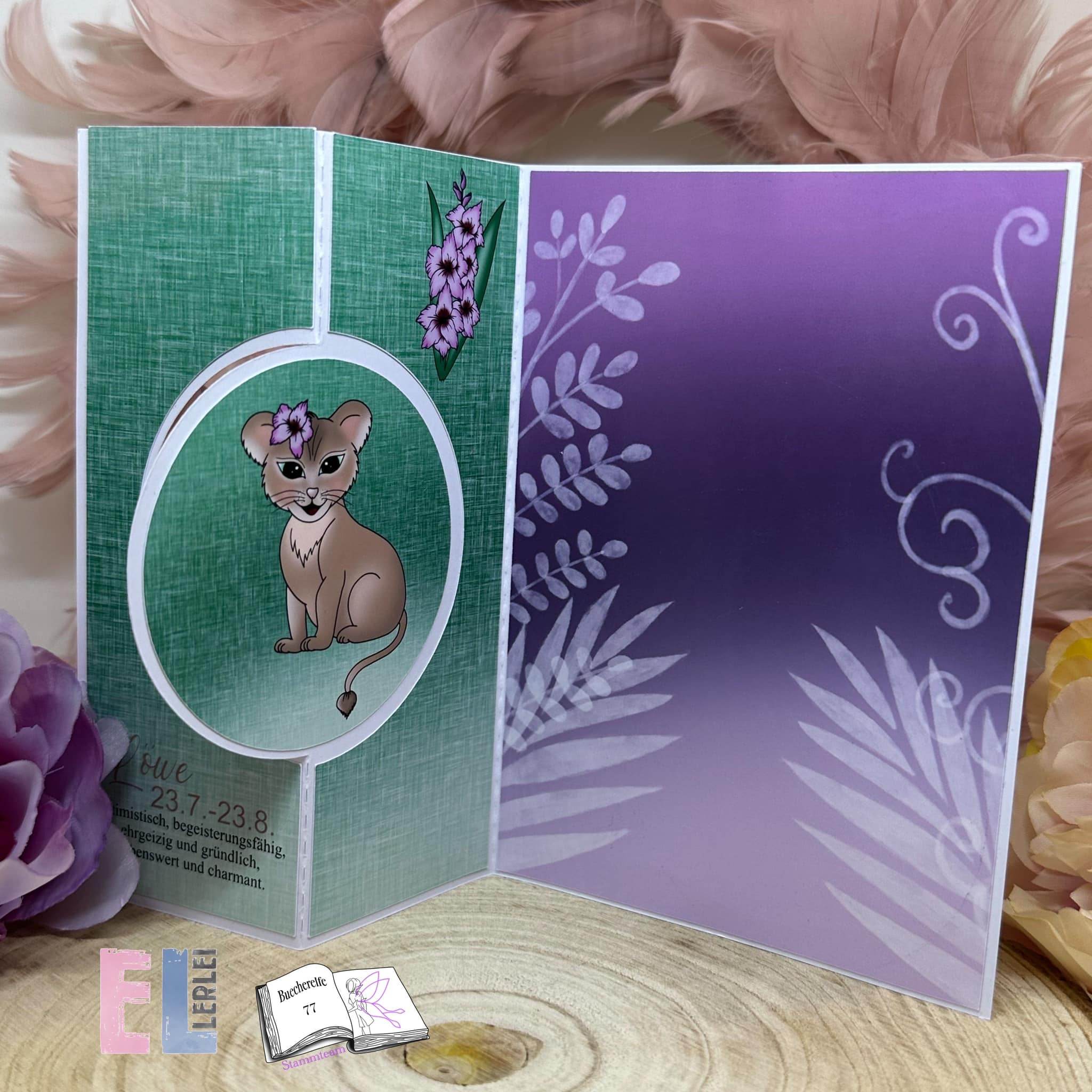 Digiset Löwe mit Gladiole Plotten, Sublimation, Drucken, Digistamp, Digipaper - Sewando