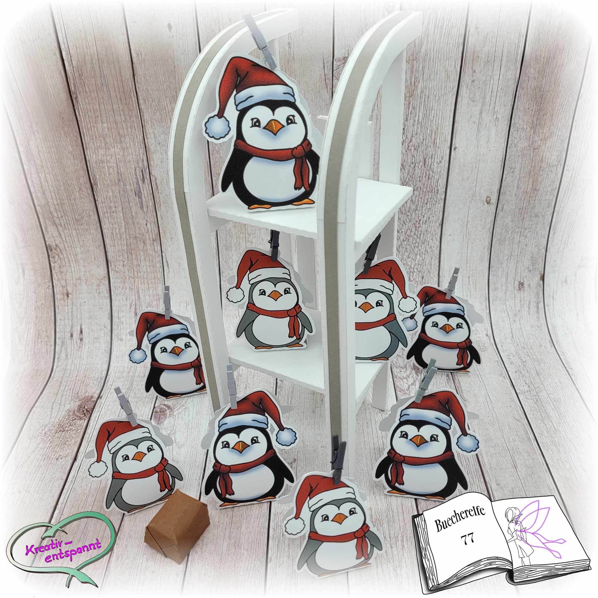 Digiset Christmas Penguin Plotterdatei, Sublimation, Digistamp, Digipaper - Sewando