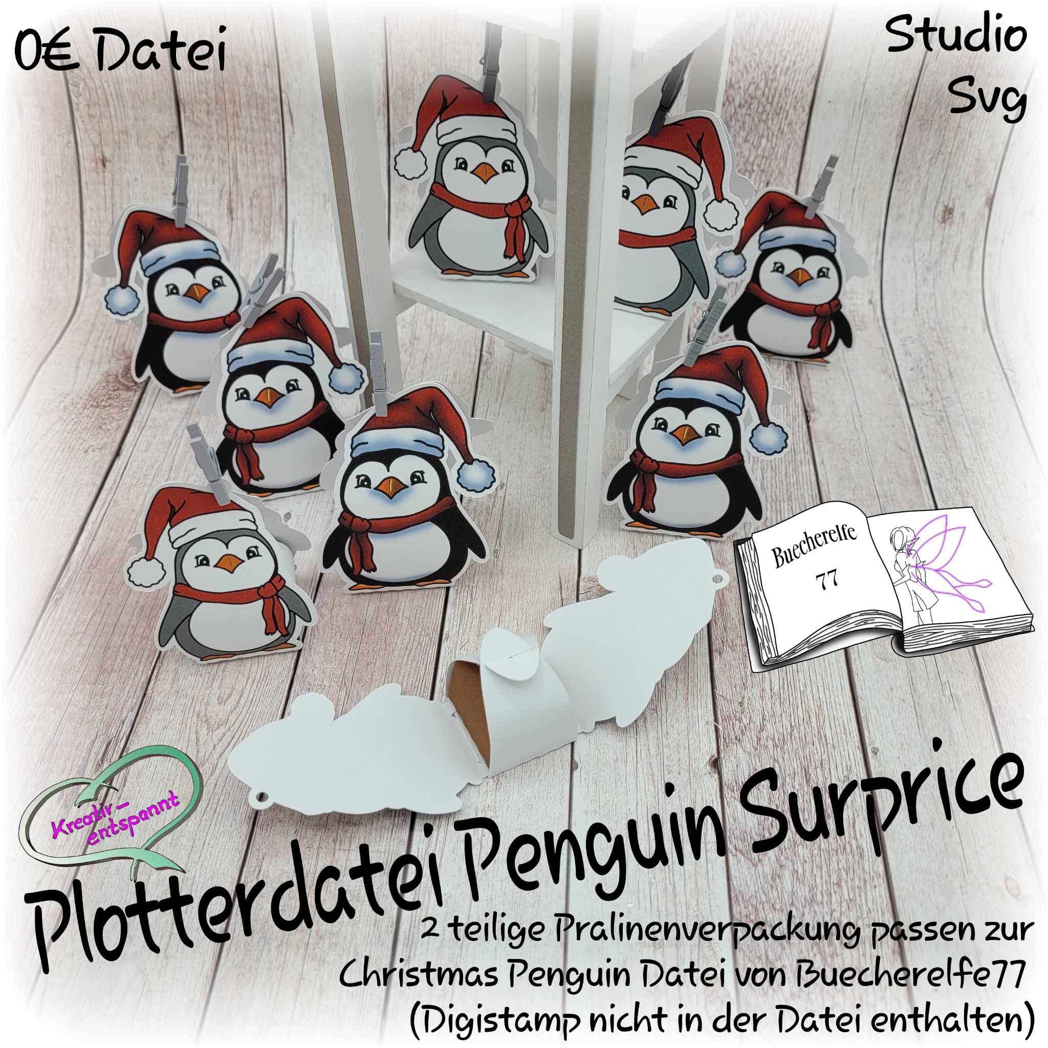 Digiset Christmas Penguin Plotterdatei, Sublimation, Digistamp, Digipaper - Sewando