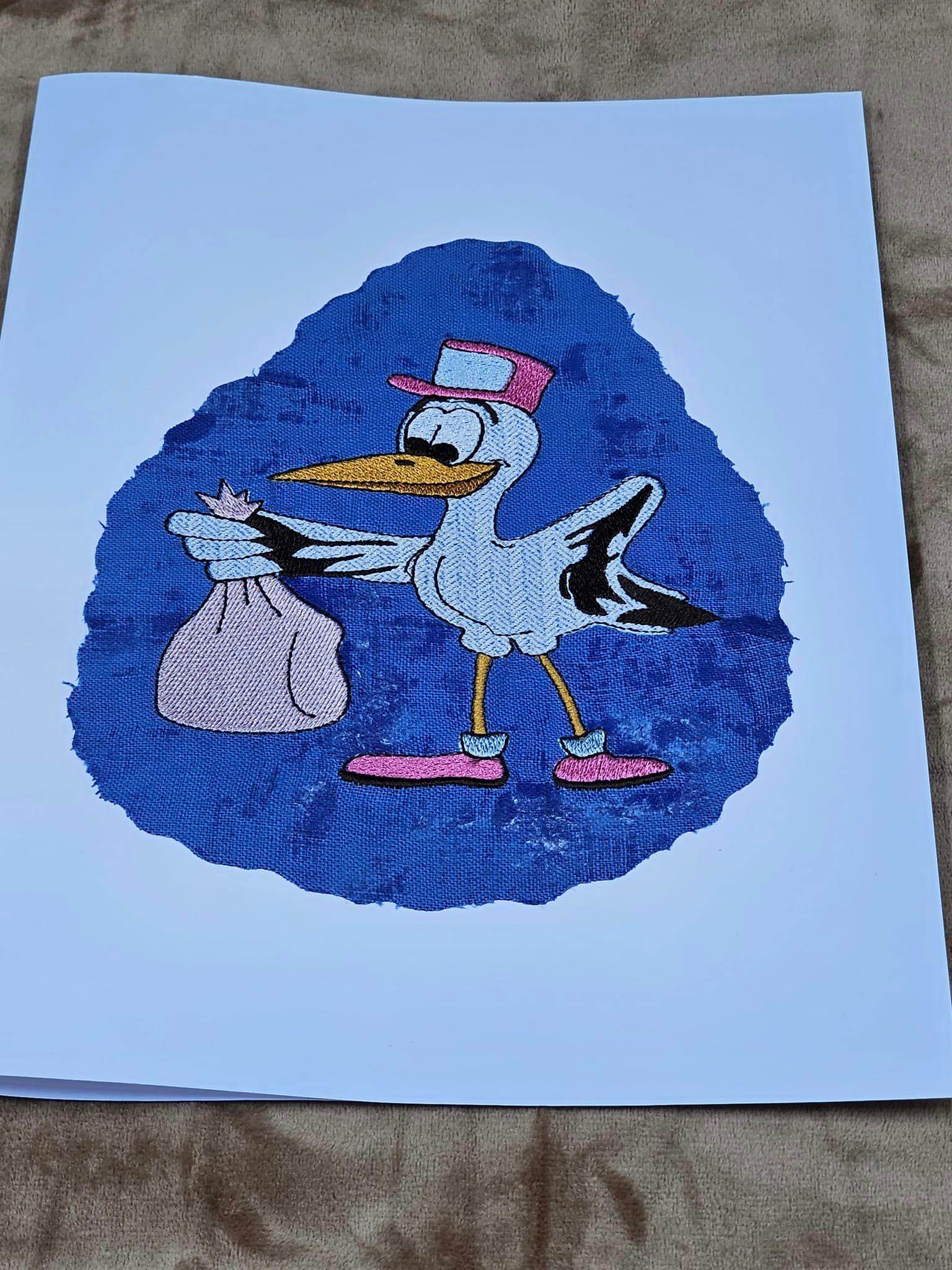 Stickdatei - Storchenpost - Klapperstorch mit Beutel - Sewando