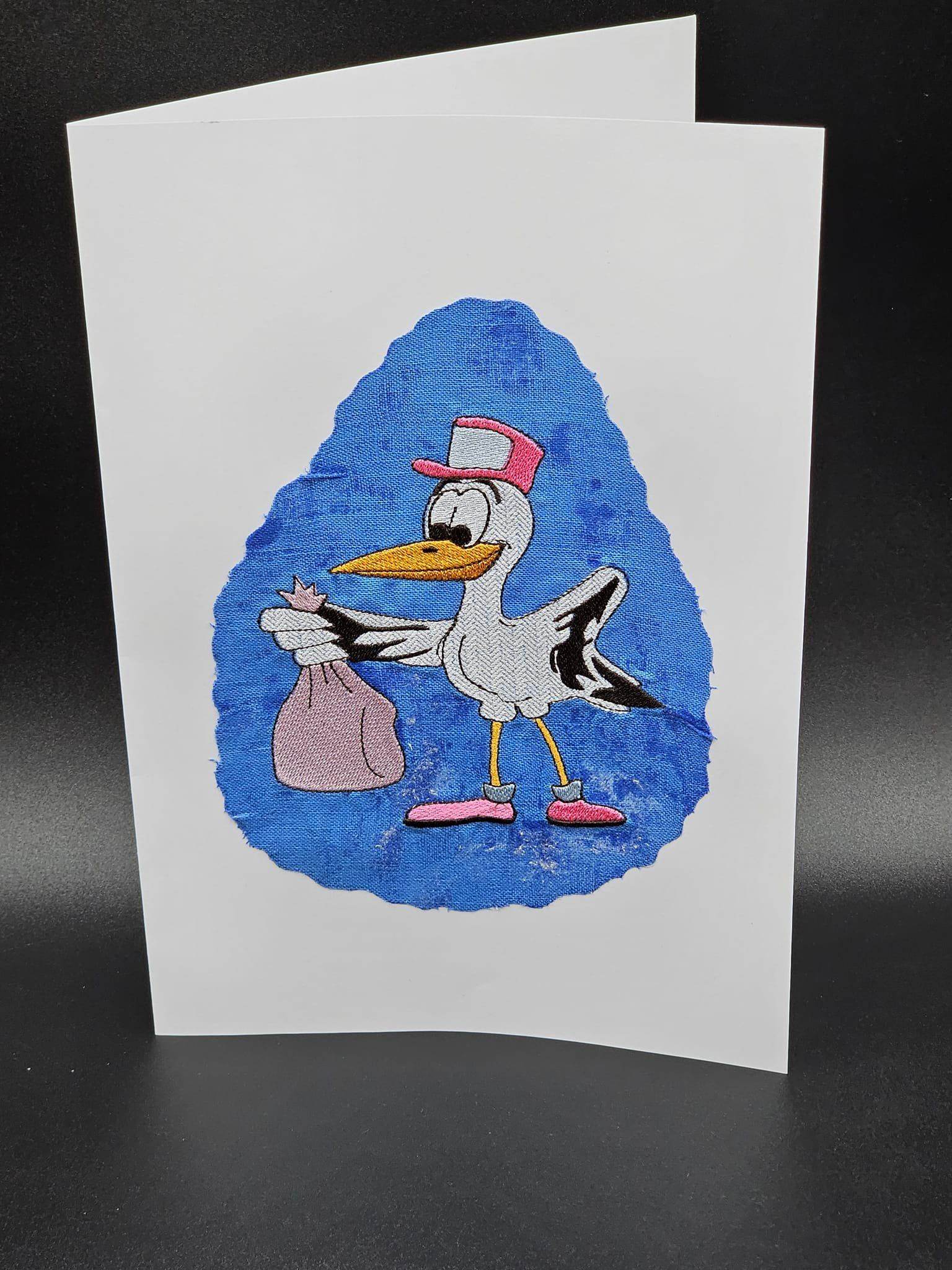 Stickdatei - Storchenpost - Klapperstorch mit Beutel - Sewando