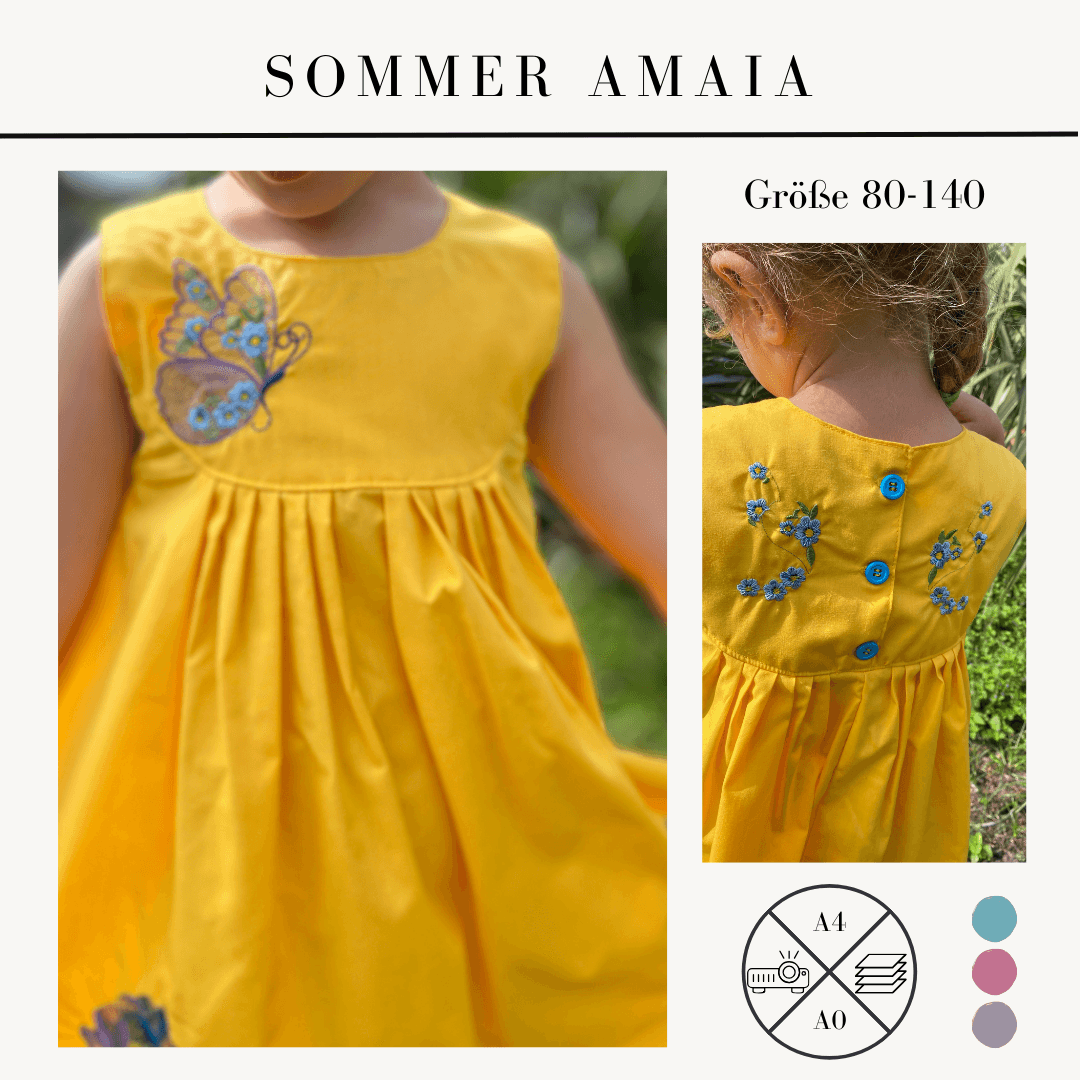 Schnittmuster Sommerkleid, Kleid, Tunika aus Webware Amaia Gr. 80-140 - Sewando