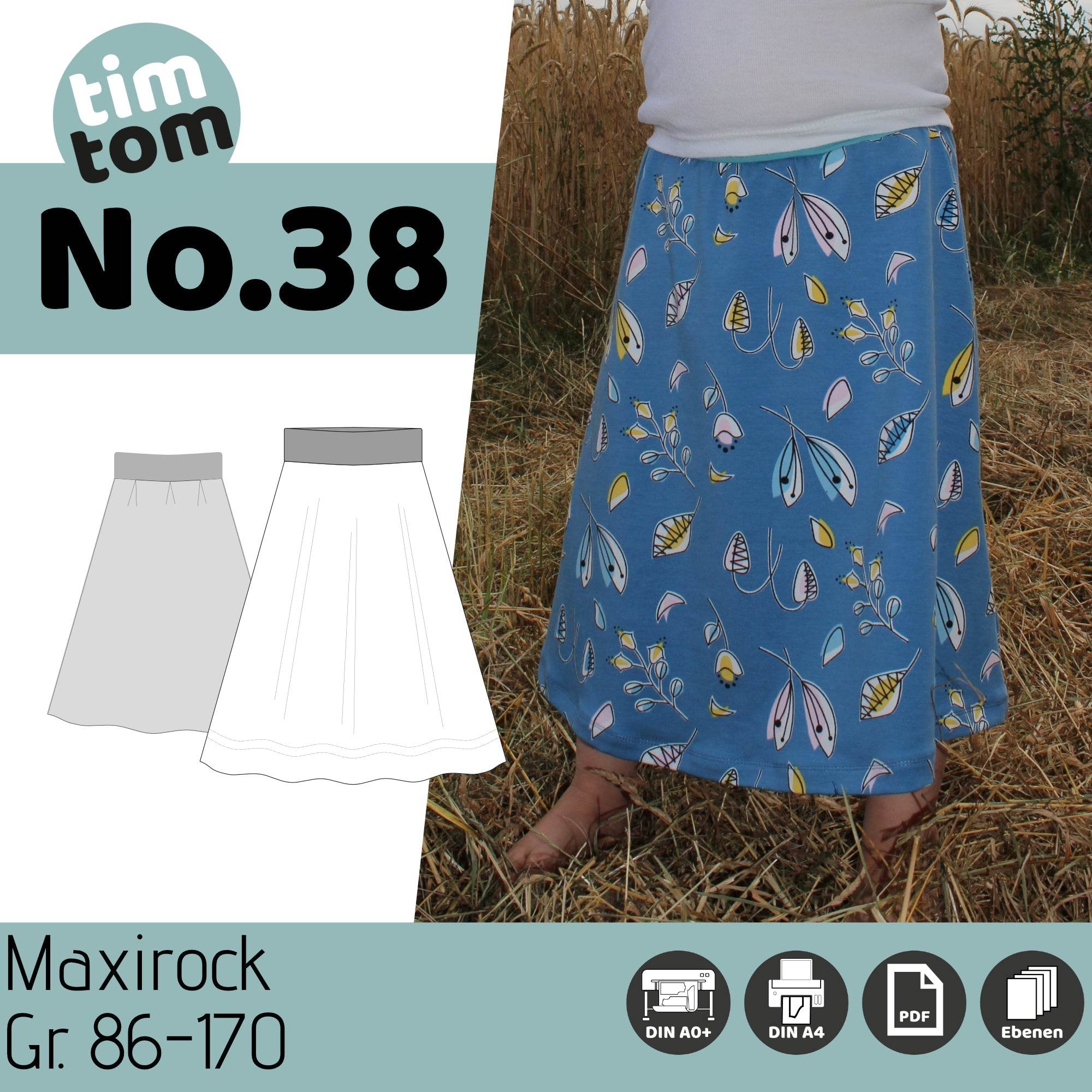Schnittmuster timtom No.38 Maxirock für Kinder und Teens Gr.86-170 - Sewando