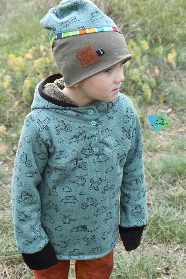 Big Herbstwind & Frühlingssonne Anorak, Windbreaker, Drüberzieh-Hoodie für 105cm-140cm Körpergröße - Sewando