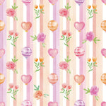 Luftballons Streifen No. 3 – Nahtloses digitales Stoffmuster mit Aquarell-Ballons & Blüten (JPG, 30 x 30 cm, 300 DPI) - Sewando