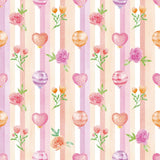 Luftballons Streifen No. 3 – Nahtloses digitales Stoffmuster mit Aquarell-Ballons & Blüten (JPG, 30 x 30 cm, 300 DPI) - Sewando