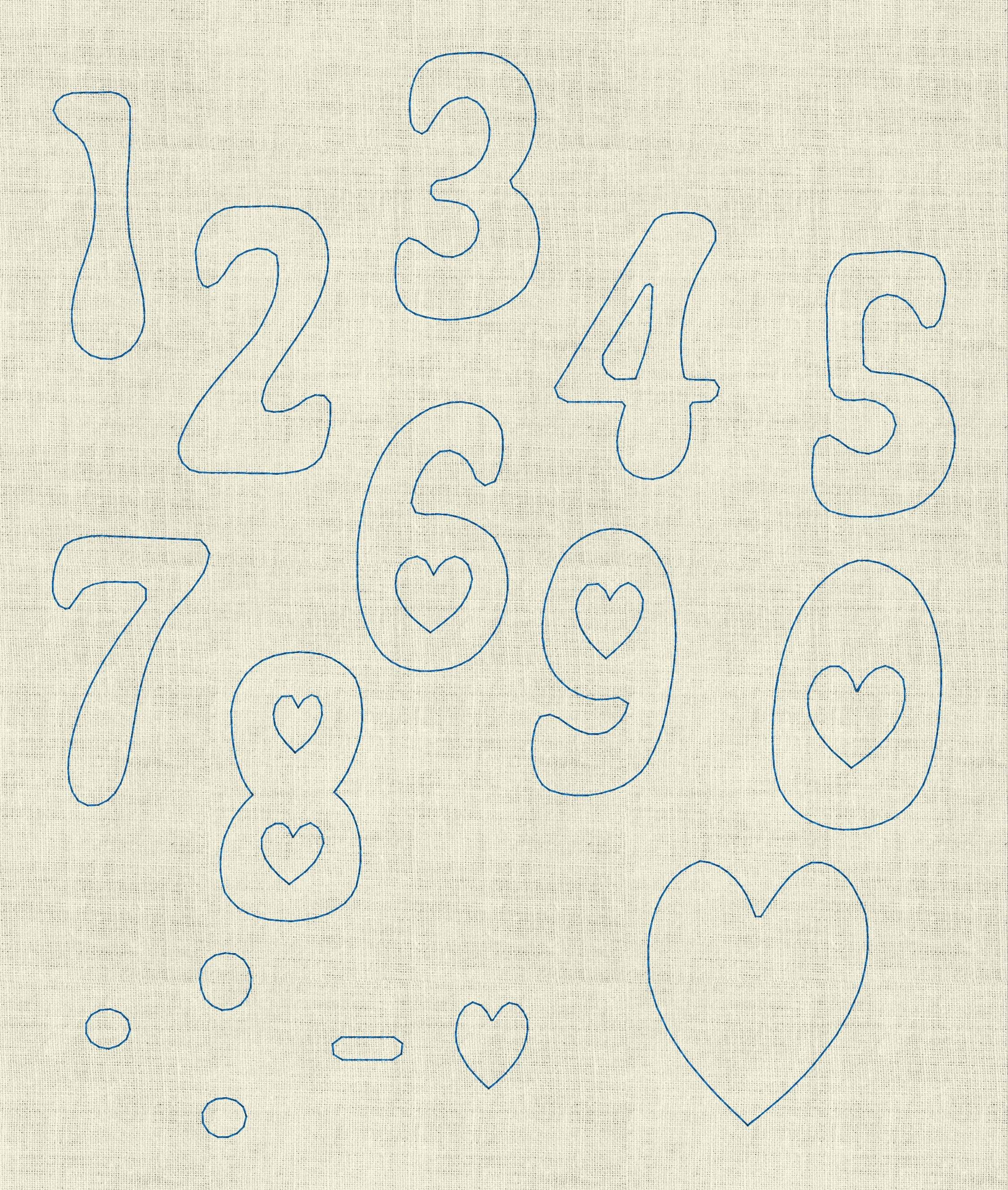 Stickdatei Doodle Schrift mit Herz Buchstaben Zahlen ca. 5cm Set 967 Schrift - Sewando