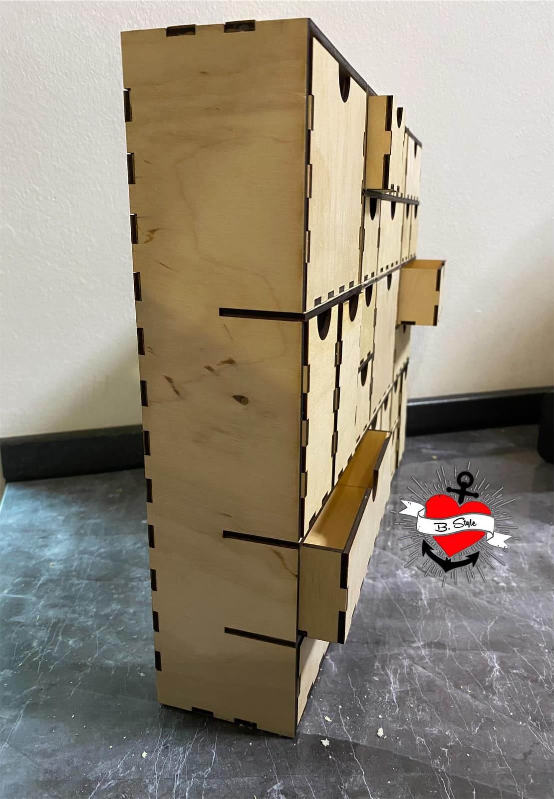 *3 mm 24 Schubladen Kästchen (Adventskalender)* Laserdatei - Sewando