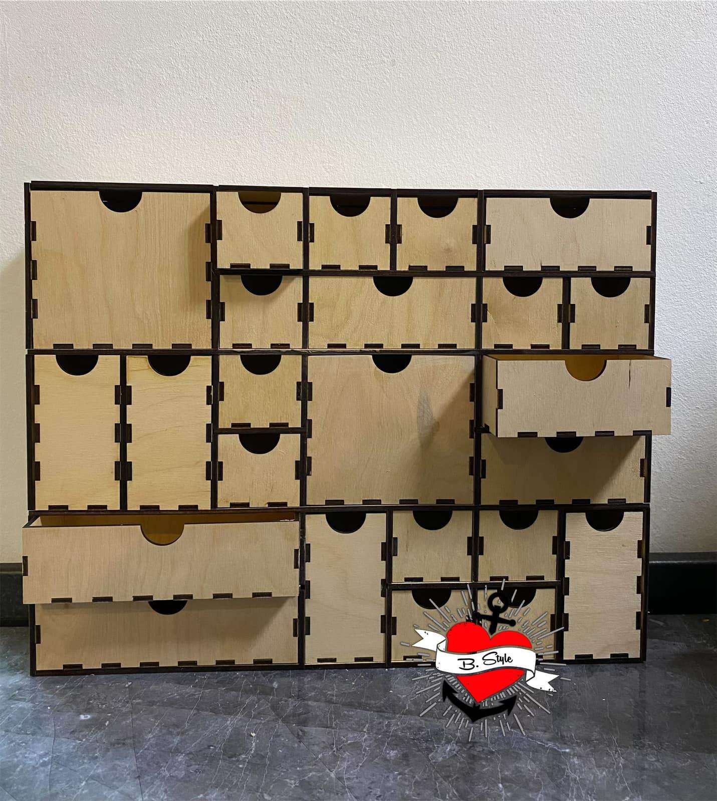 *3 mm 24 Schubladen Kästchen (Adventskalender)* Laserdatei - Sewando