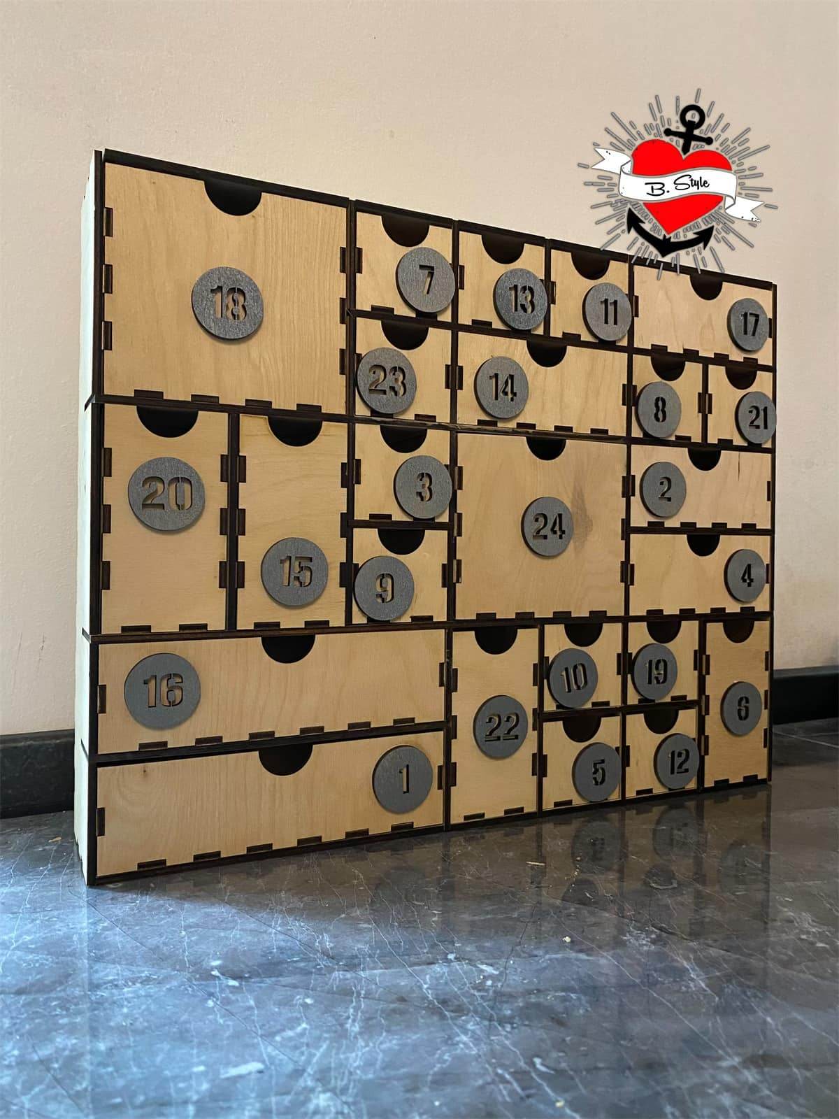 *3 mm 24 Schubladen Kästchen (Adventskalender)* Laserdatei - Sewando