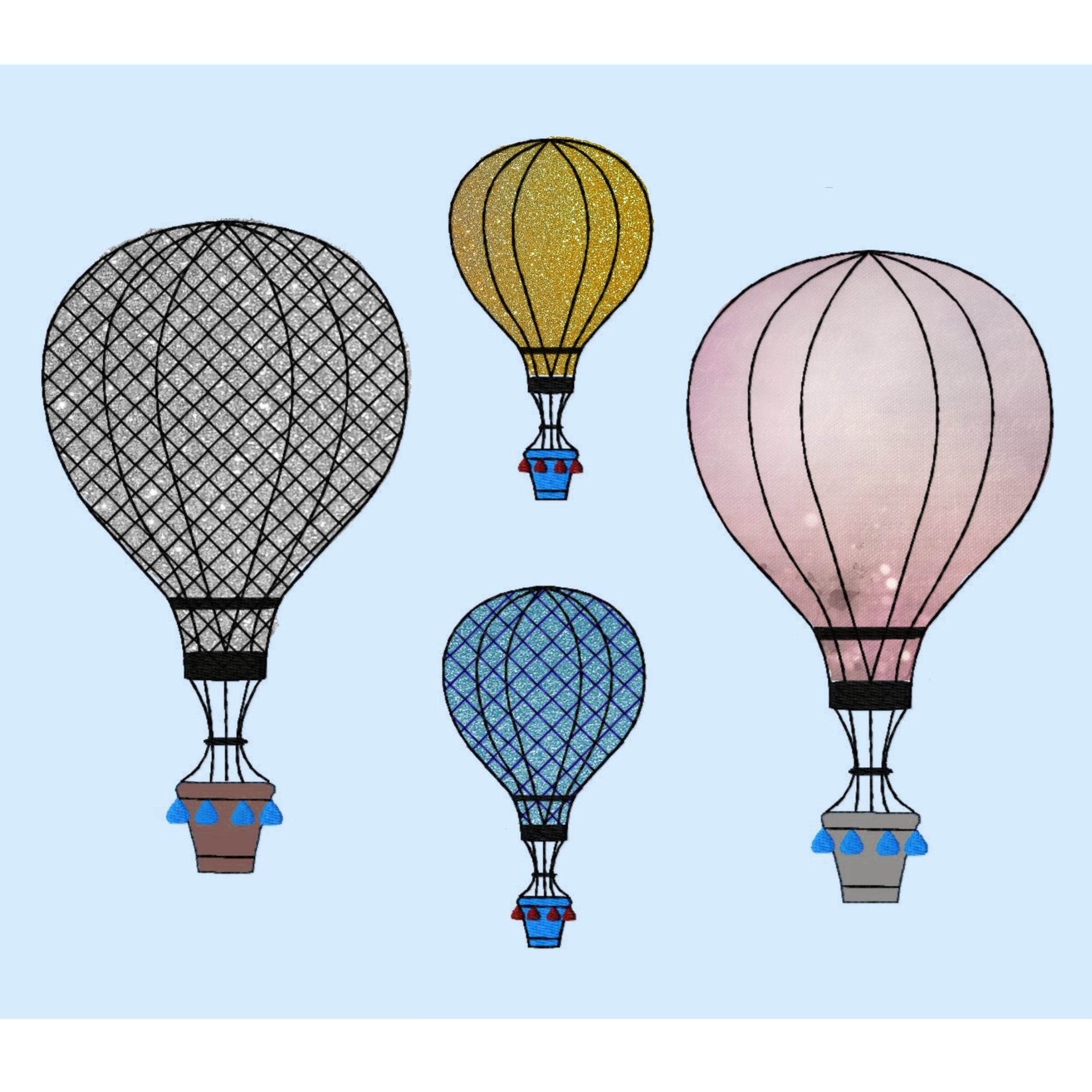 Stickdatei Heißluftballon 2 Größen und Varianten, Applikation - Sewando