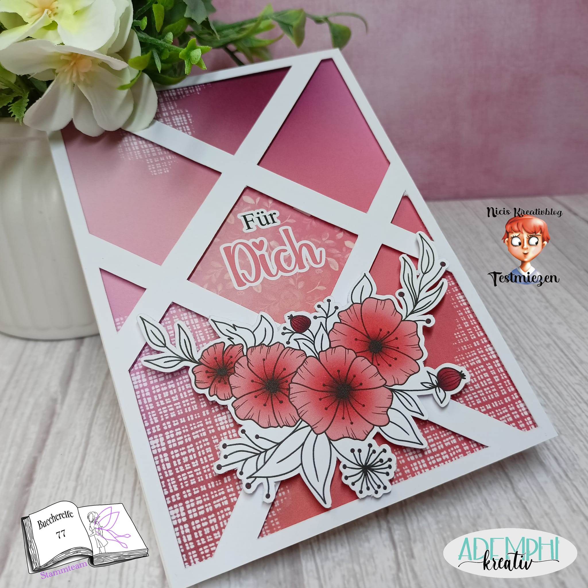 Digiset Blütengesteck, Digistamp, Digipaper, Plotterdatei, Sublimation, Druck - Sewando