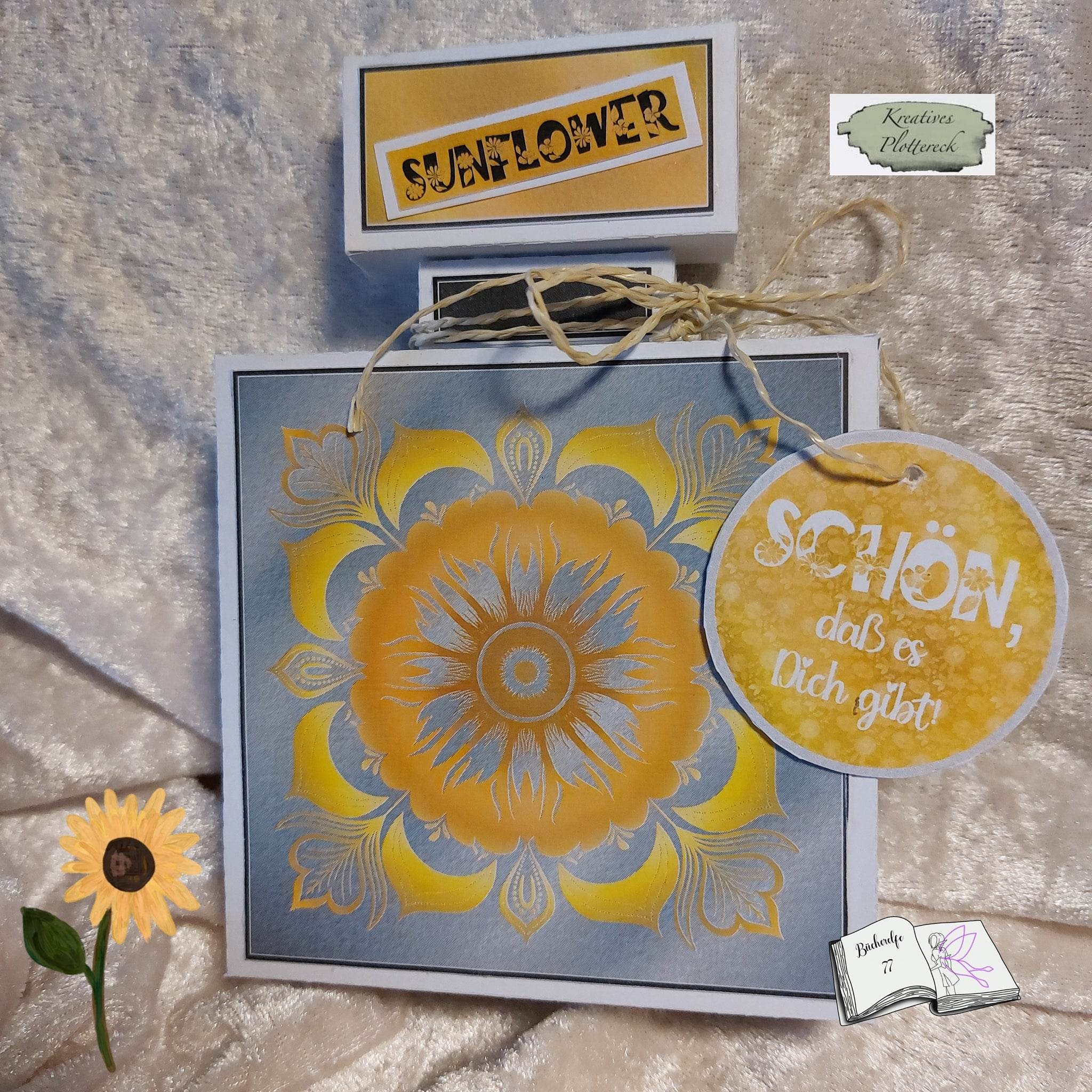 Plotterdatei Sonnenblumenmandala, Sublimation, Digistamp, Digipaper - Sewando