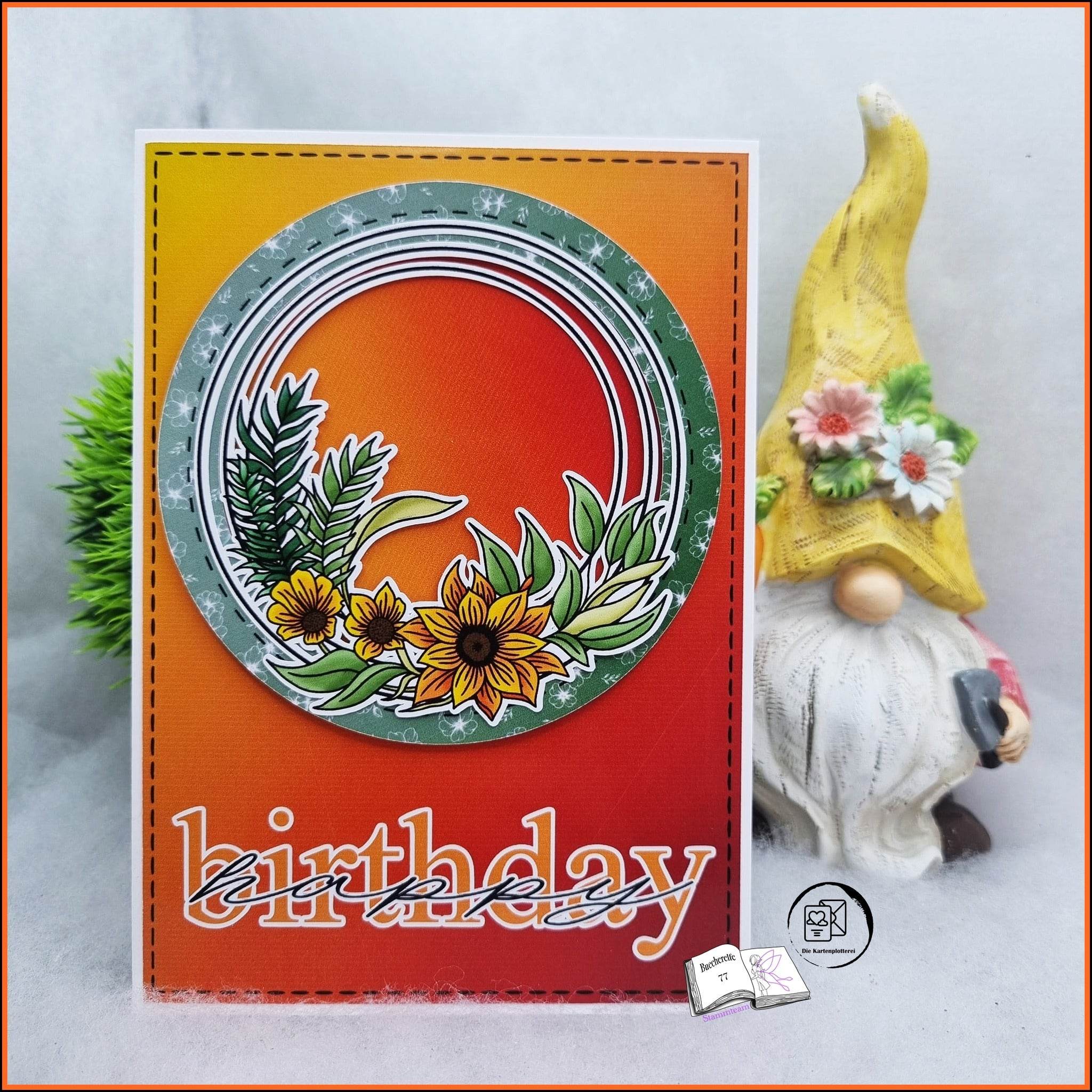 Digiset Blütenkreis, Digistamp, Digipaper, Plotterdatei, Sublimation, Druck - Sewando