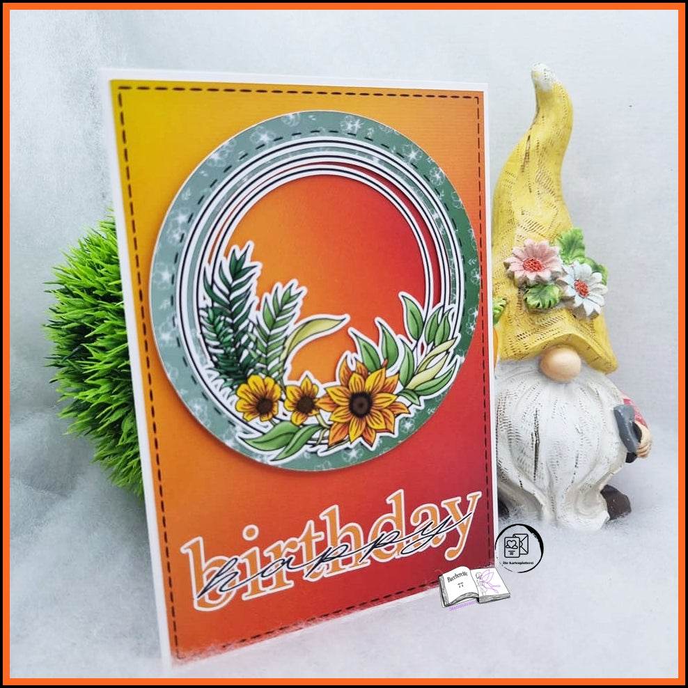 Digiset Blütenkreis, Digistamp, Digipaper, Plotterdatei, Sublimation, Druck - Sewando