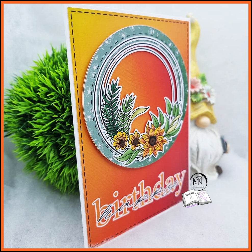 Digiset Blütenkreis, Digistamp, Digipaper, Plotterdatei, Sublimation, Druck - Sewando