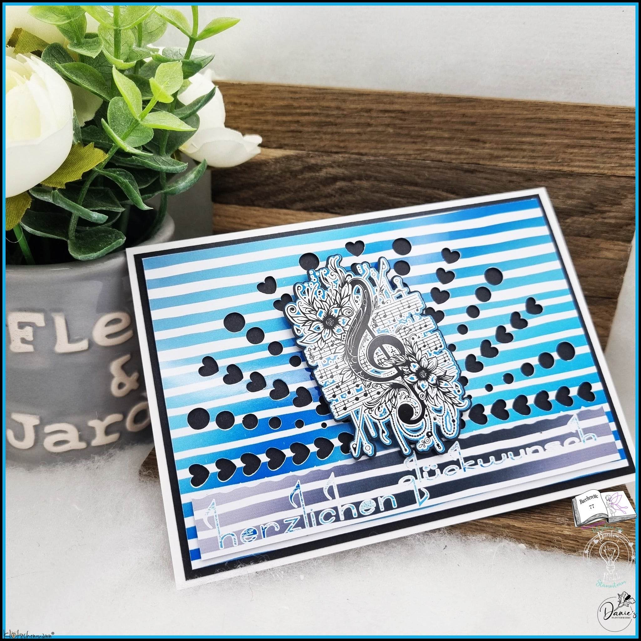 Digiset Blumen Notenschlüssel, Digistamp, Digipaper, Sublimation, Druck - Sewando