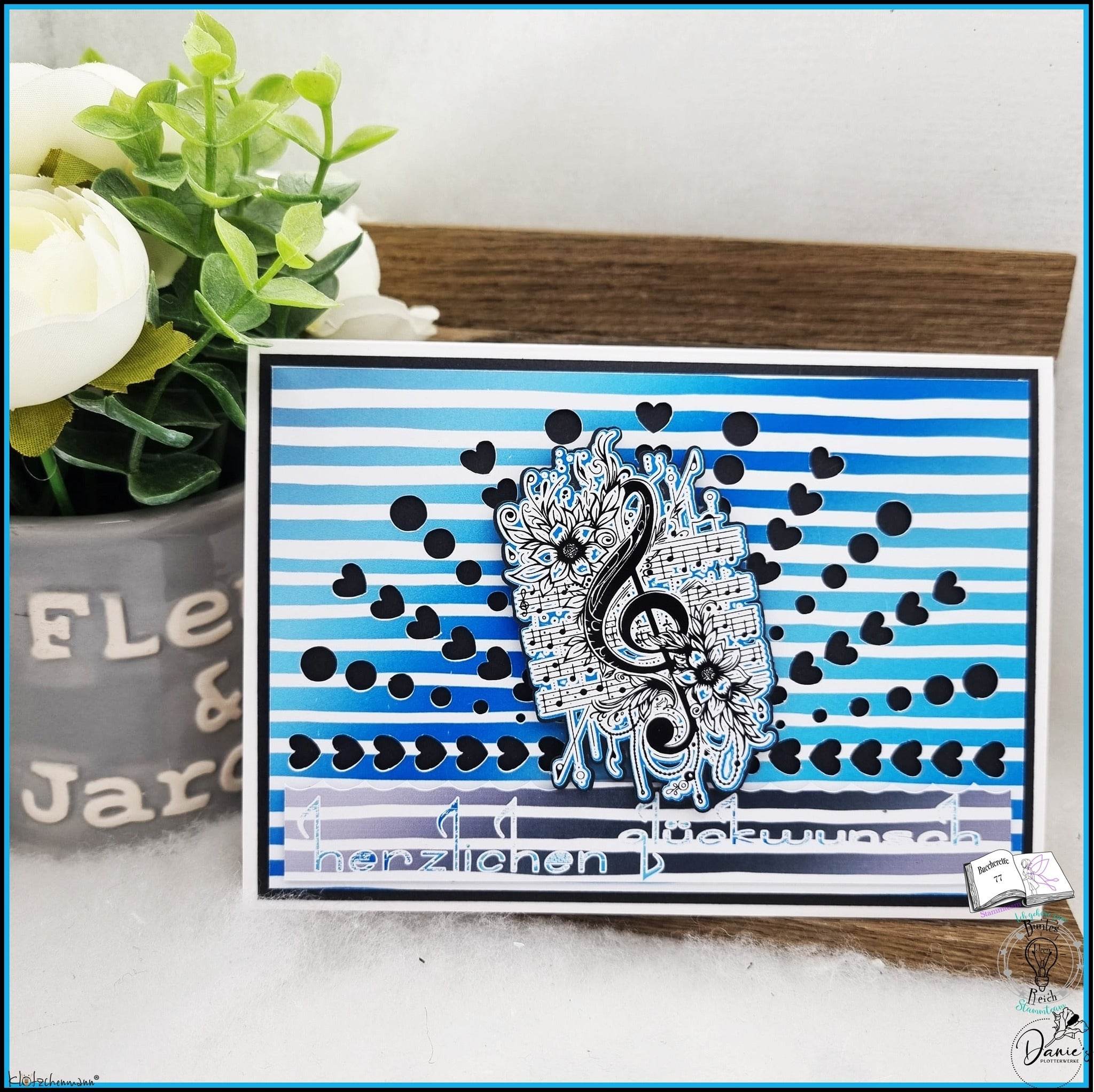 Digiset Blumen Notenschlüssel, Digistamp, Digipaper, Sublimation, Druck - Sewando