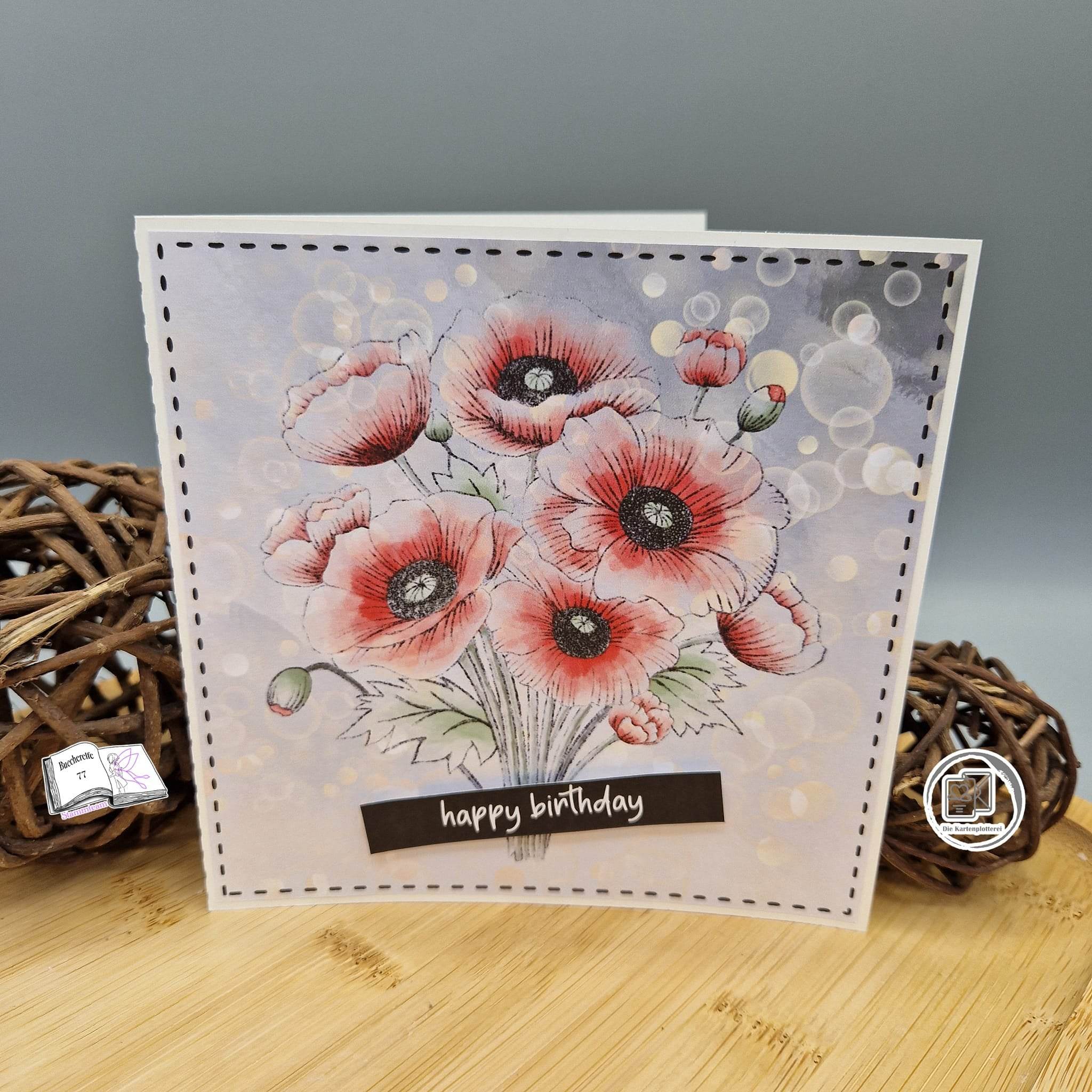 Digiset Mohnblumenstrauß, Plotterdatei, Sublimation, Digistamp, Digipaper - Sewando