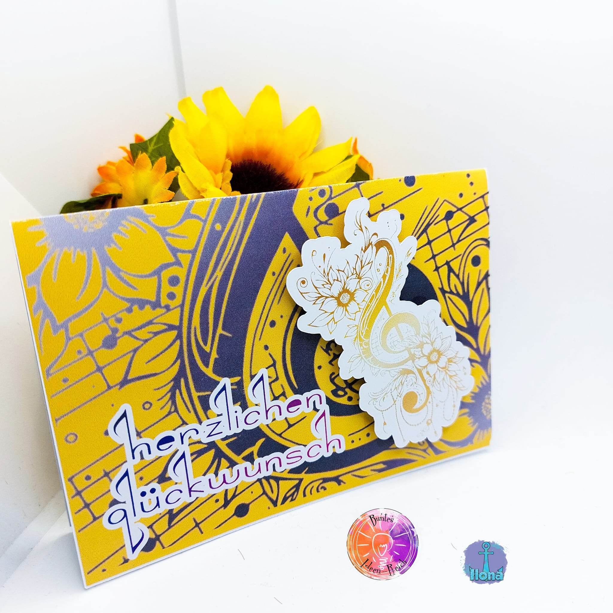 Digiset Blumen Notenschlüssel, Digistamp, Digipaper, Sublimation, Druck - Sewando