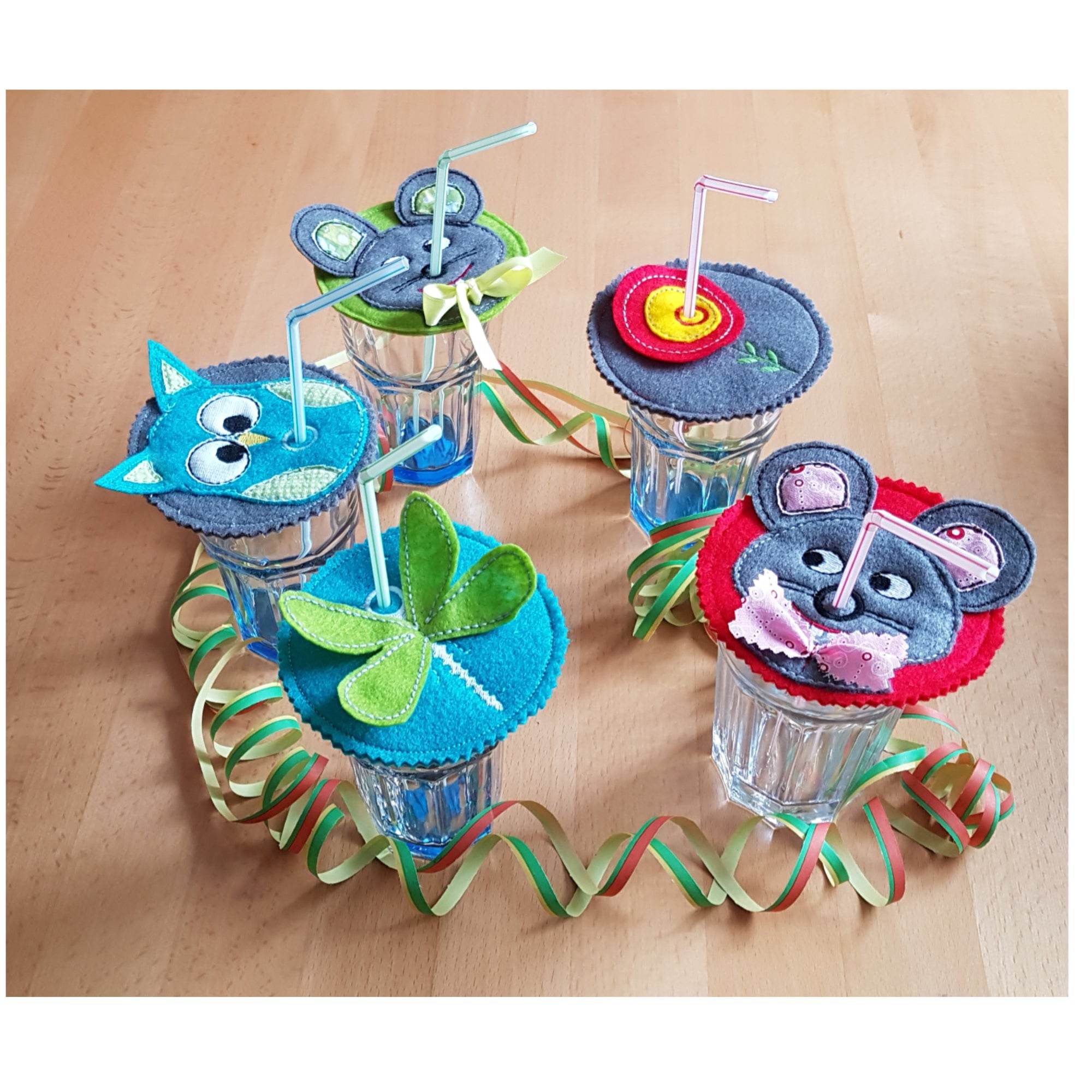 Stickdatei Aufsetzer Rahmen 10 cm x 10 cm, Glasaufsetzer, Party, Kinder, feiern - Sewando