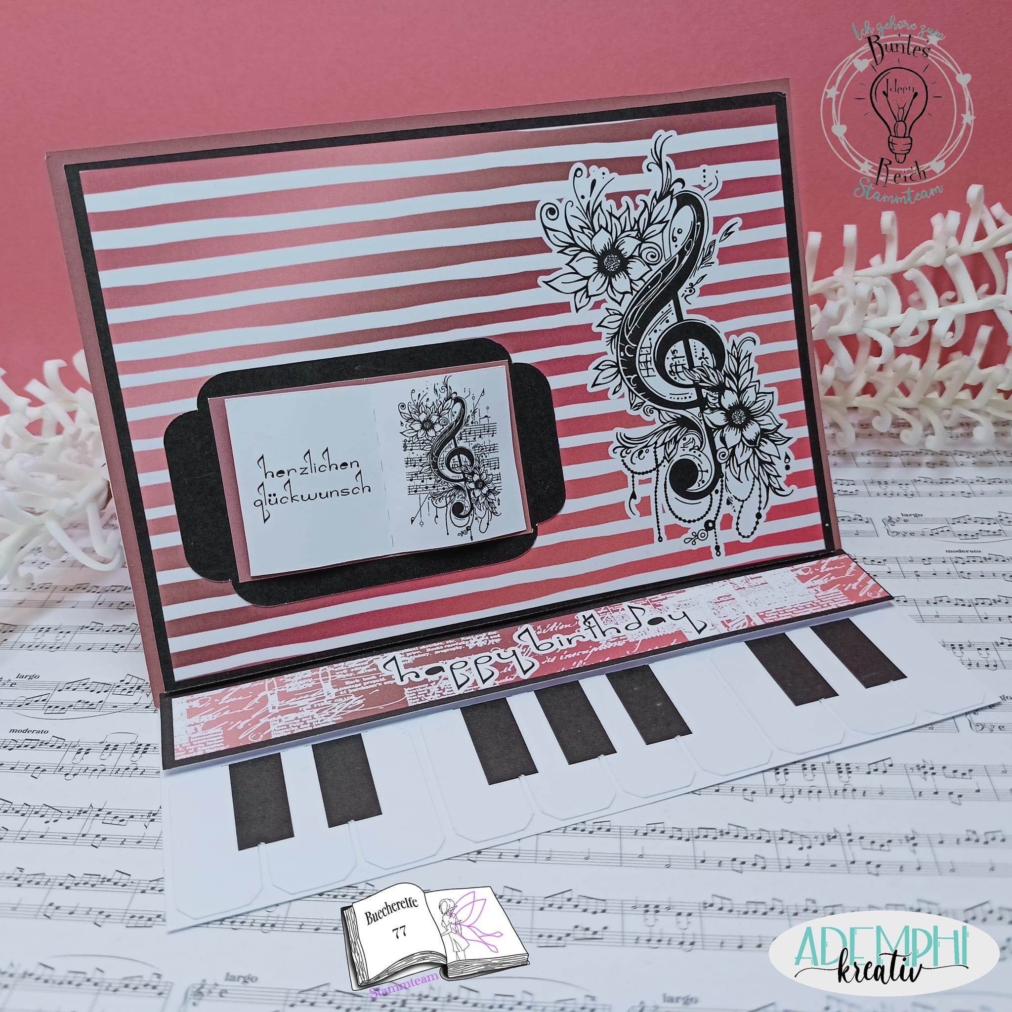Digiset Blumen Notenschlüssel, Digistamp, Digipaper, Sublimation, Druck - Sewando