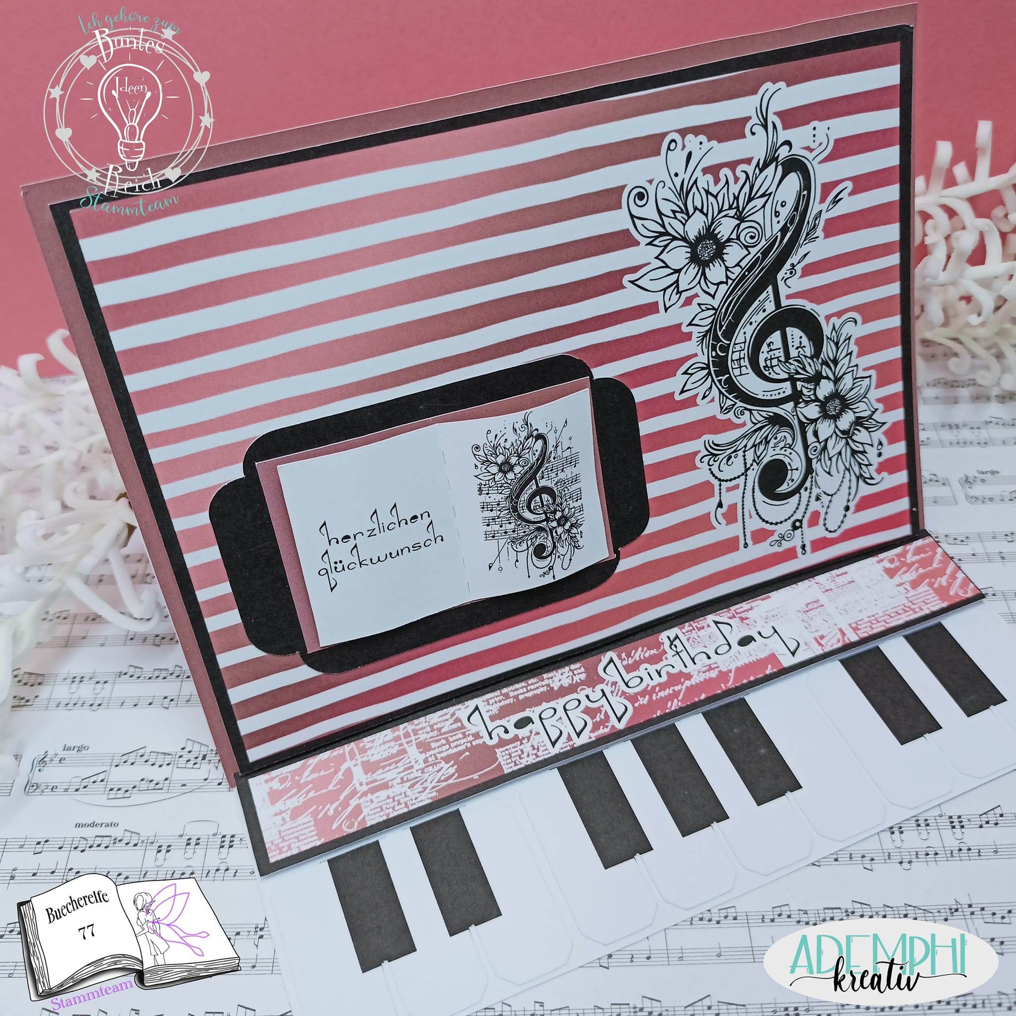 Digiset Blumen Notenschlüssel, Digistamp, Digipaper, Sublimation, Druck - Sewando