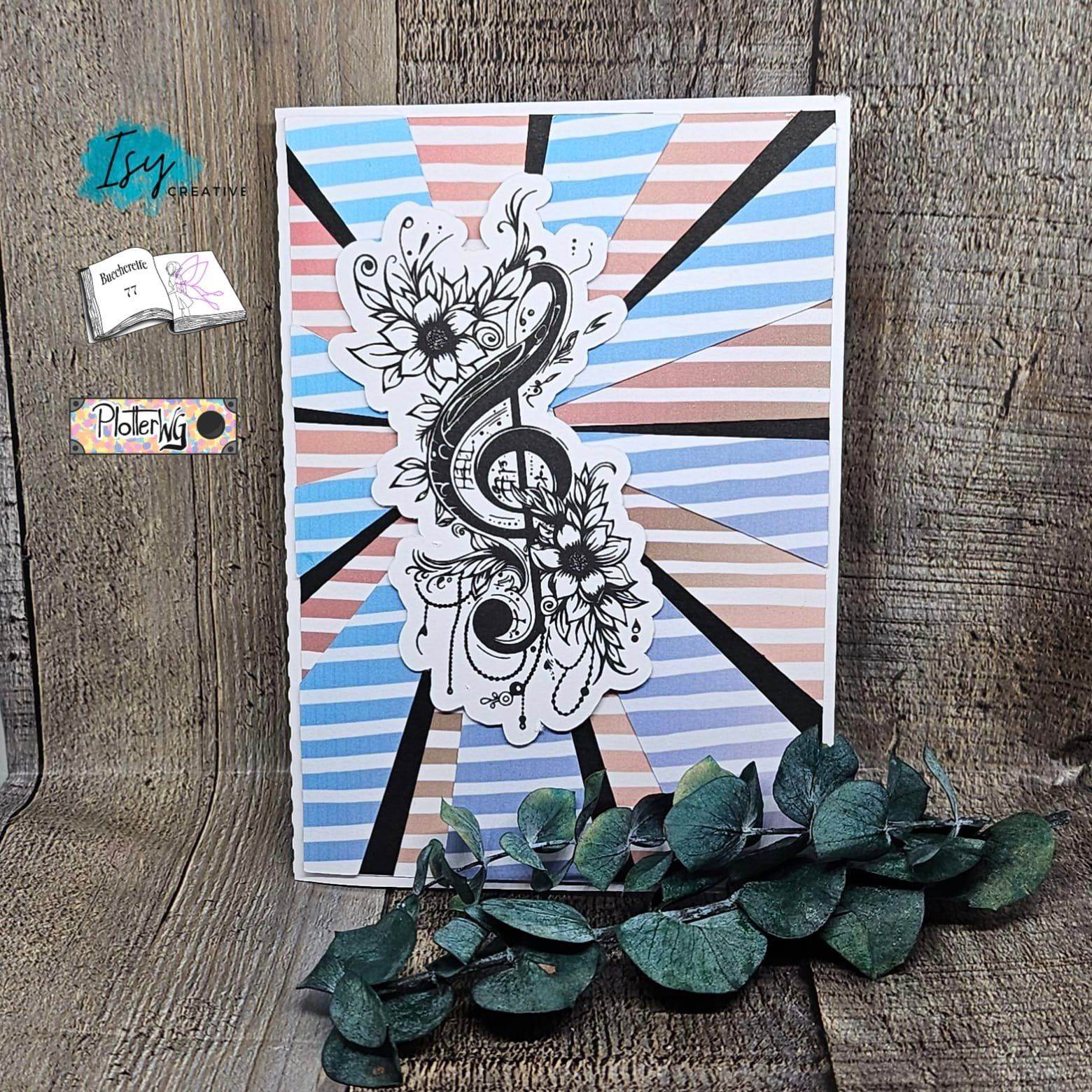 Digiset Blumen Notenschlüssel, Digistamp, Digipaper, Sublimation, Druck - Sewando