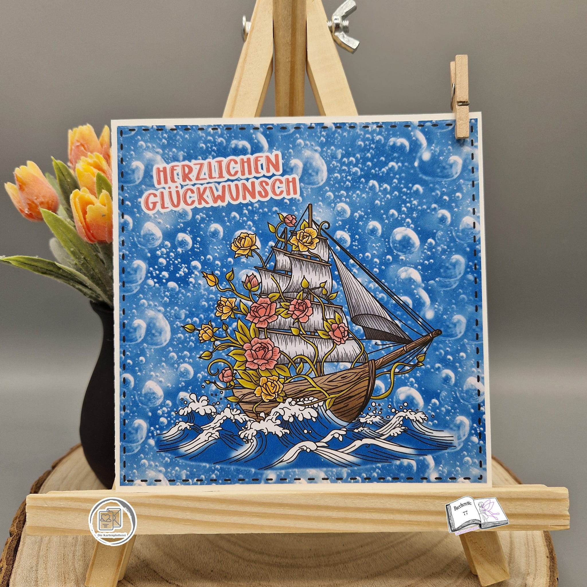 Digiset Flowerboat, Digistamp, Digipaper, Plotterdatei, Sublimation, Druck - Sewando