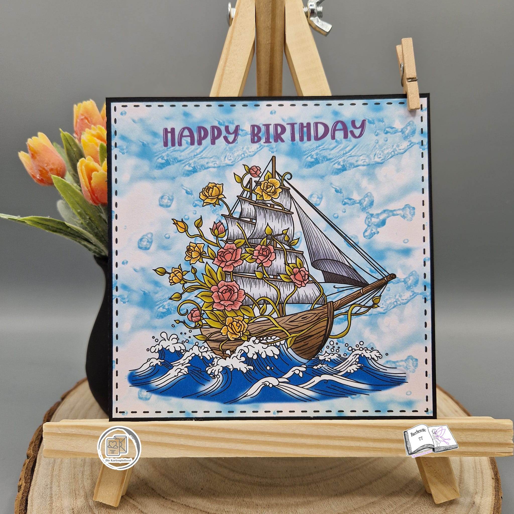 Digiset Flowerboat, Digistamp, Digipaper, Plotterdatei, Sublimation, Druck - Sewando