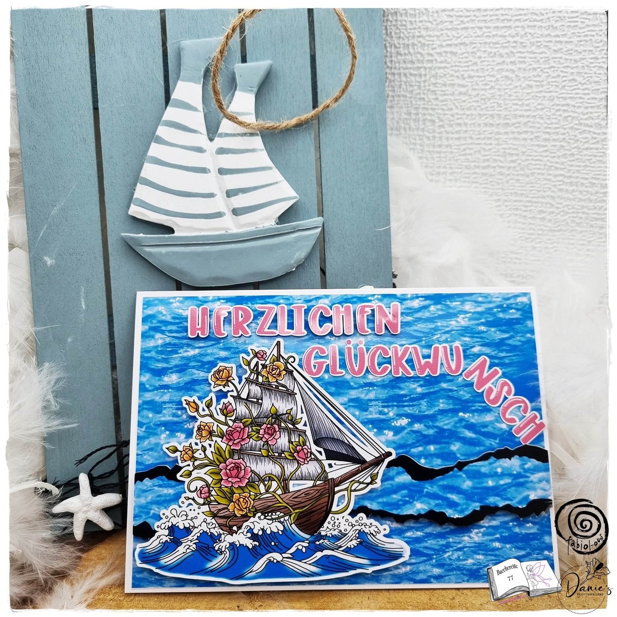 Digiset Flowerboat, Digistamp, Digipaper, Plotterdatei, Sublimation, Druck - Sewando