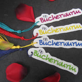 Stickdatei - Lesezeichen-Set "Bücherwurm" (2 Dateien)
