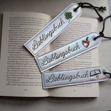 Stickdatei - Lesezeichen-Set "Lieblingsbuch" (3 Motive)