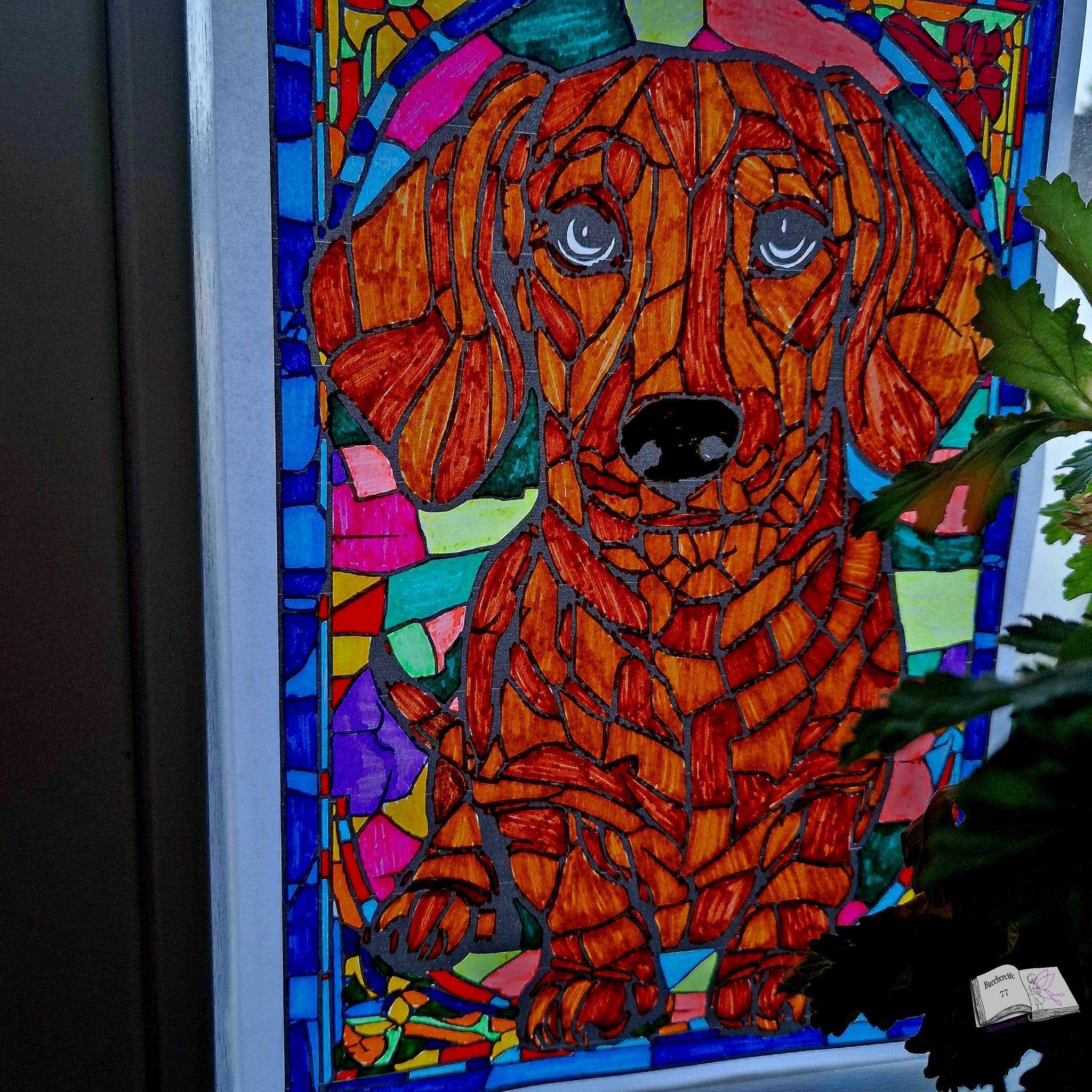Plotterdatei Dackel Fenster Plotten, Sublimation, Drucken, Digistamp, - Sewando