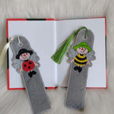 Stickdatei - Lesezeichen-Set "Bienenkind & Käferkind" personalisierbar