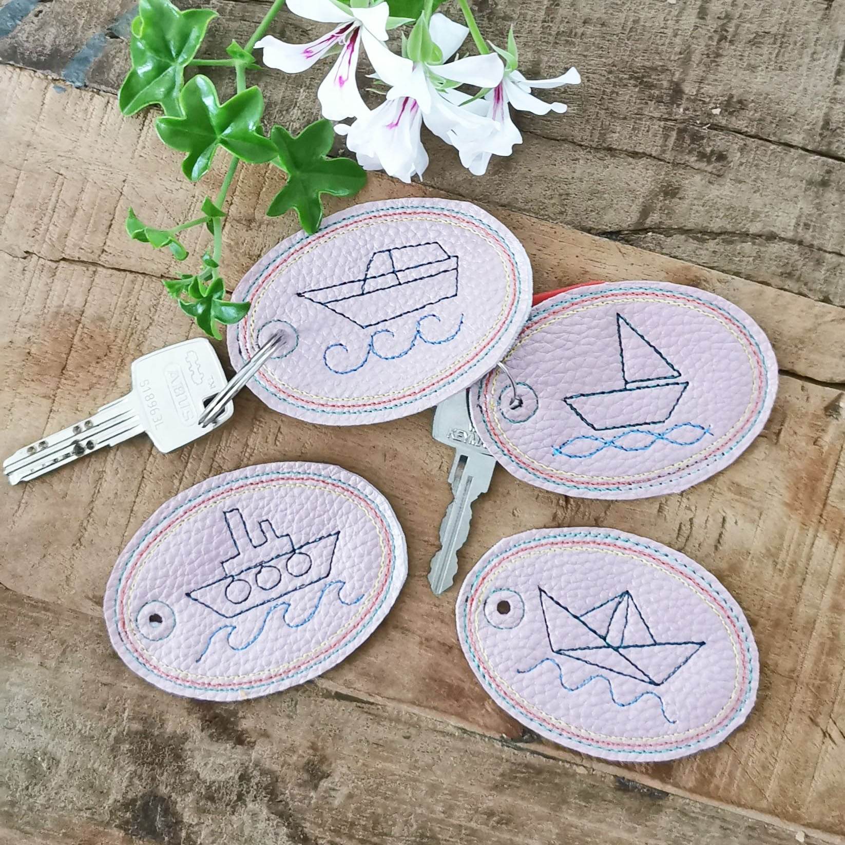 5x Stickdatei Schiffe Schlüsselanhänger - Sewando