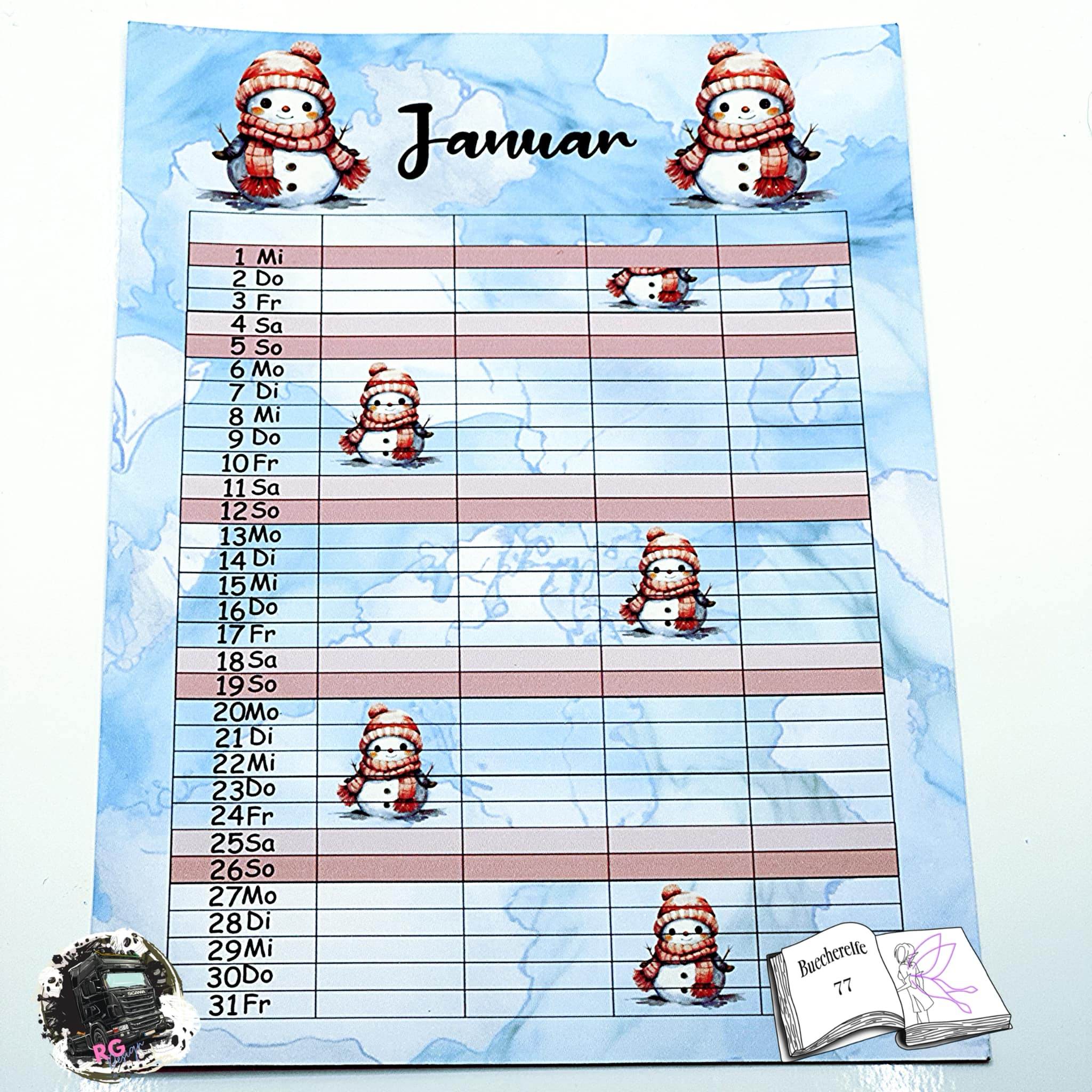 Kalender, Familienplaner 2025 zum Drucken - Sewando