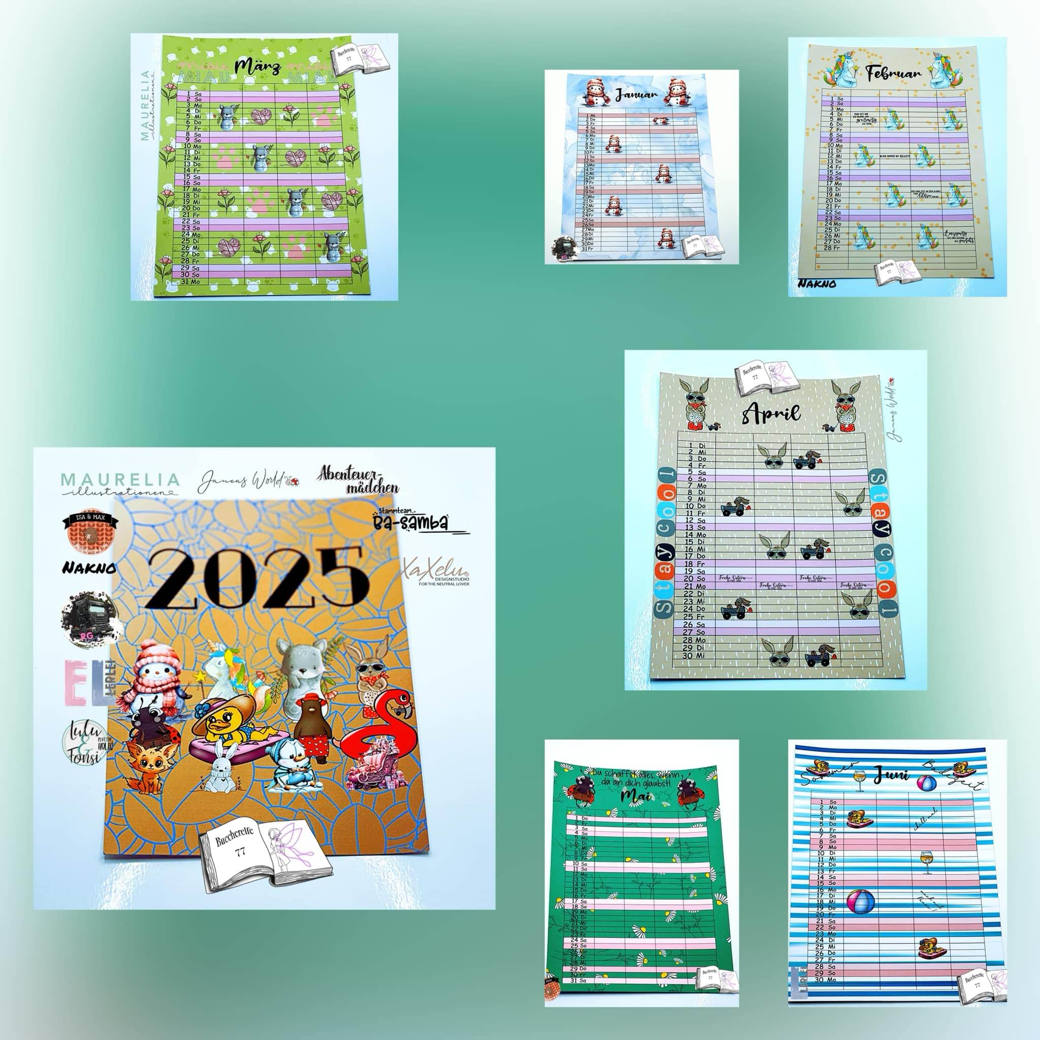 Kalender, Familienplaner 2025 zum Drucken - Sewando