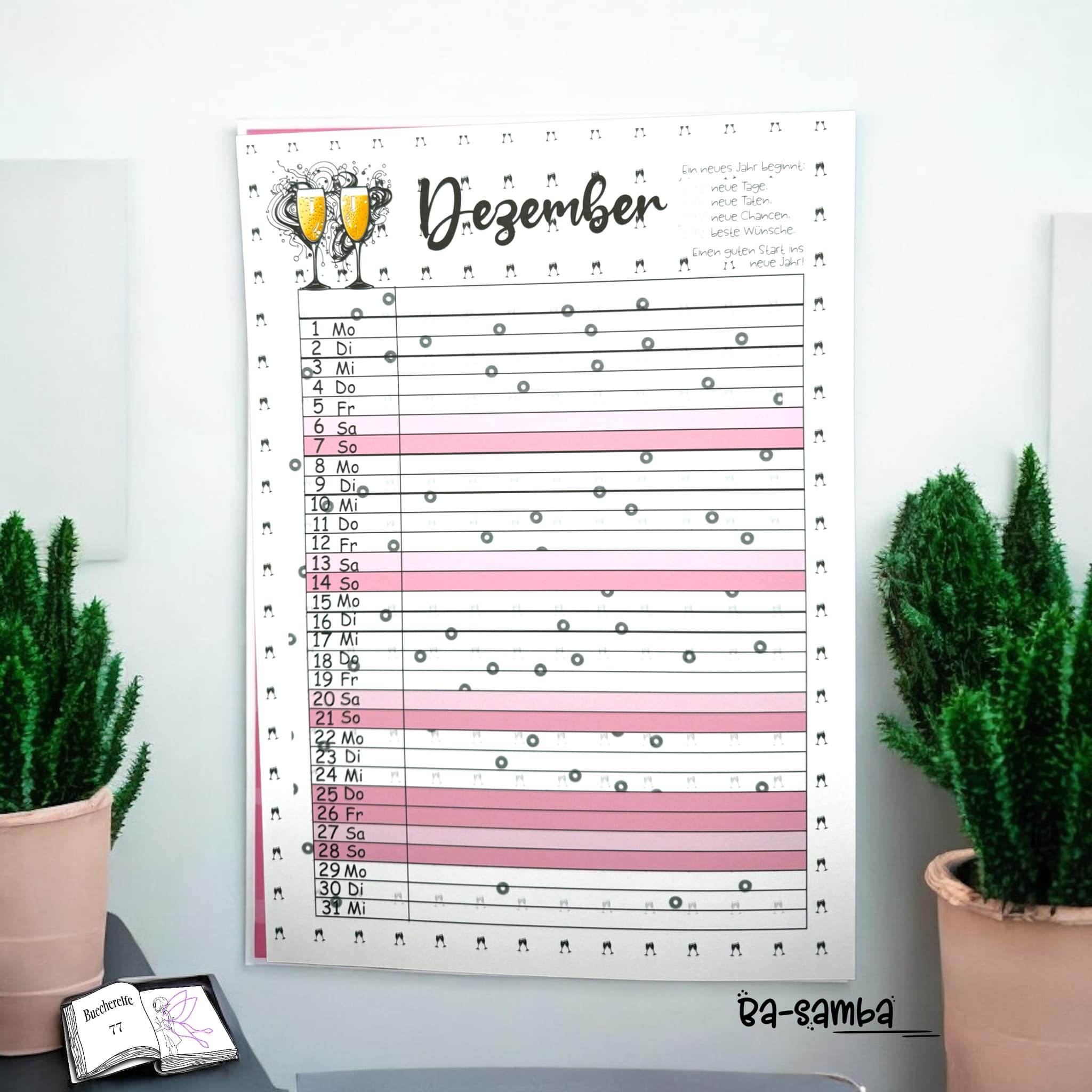 Kalender, Familienplaner 2025 zum Drucken - Sewando