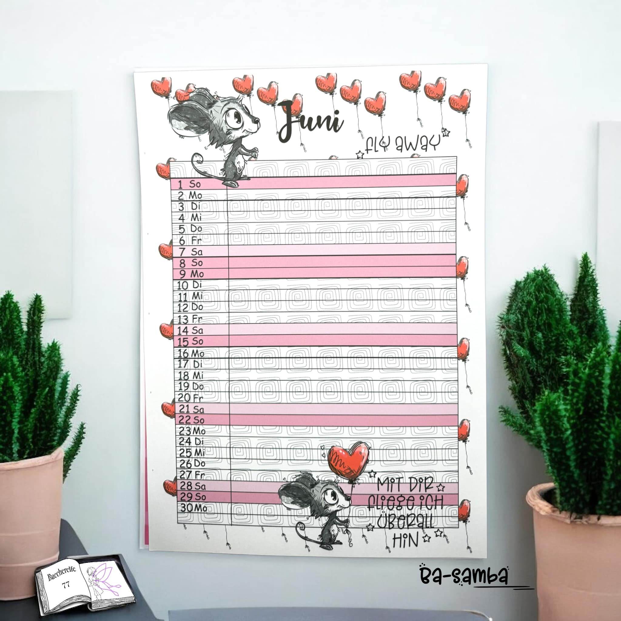 Kalender, Familienplaner 2025 zum Drucken - Sewando