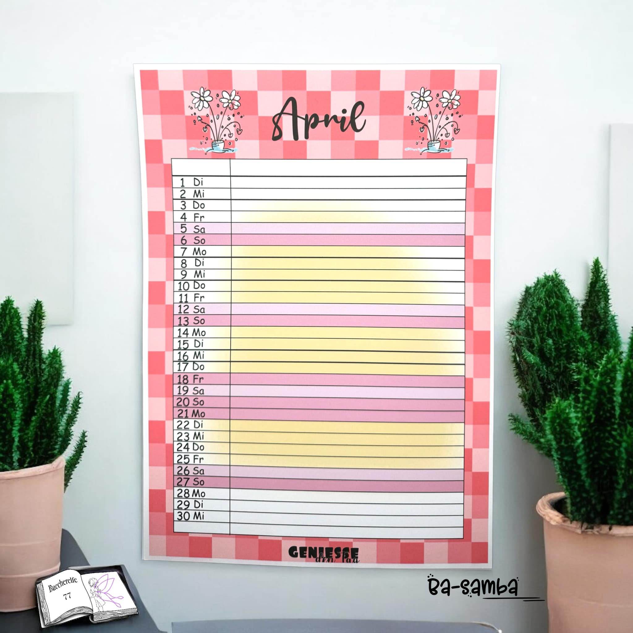 Kalender, Familienplaner 2025 zum Drucken - Sewando