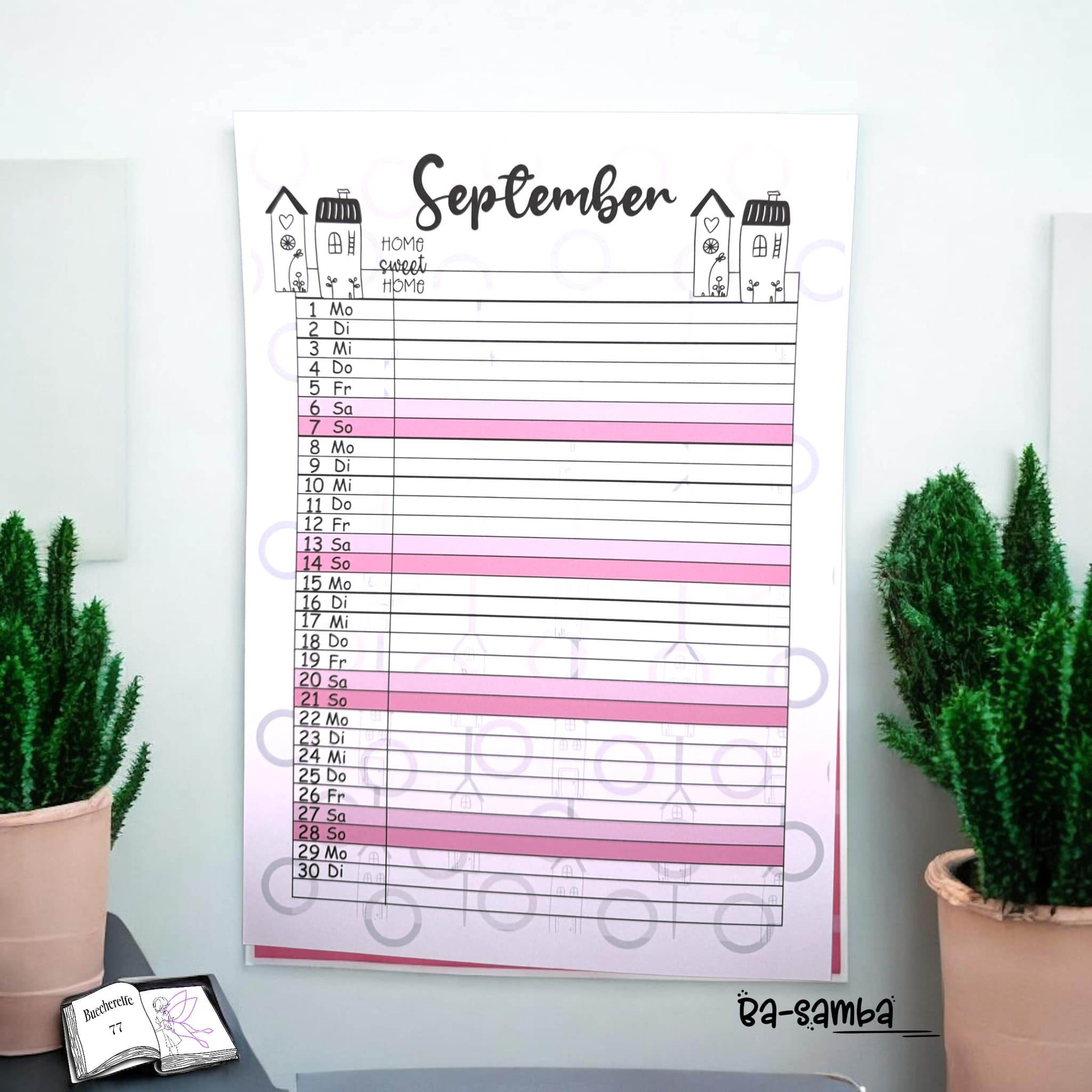 Kalender, Familienplaner 2025 zum Drucken - Sewando