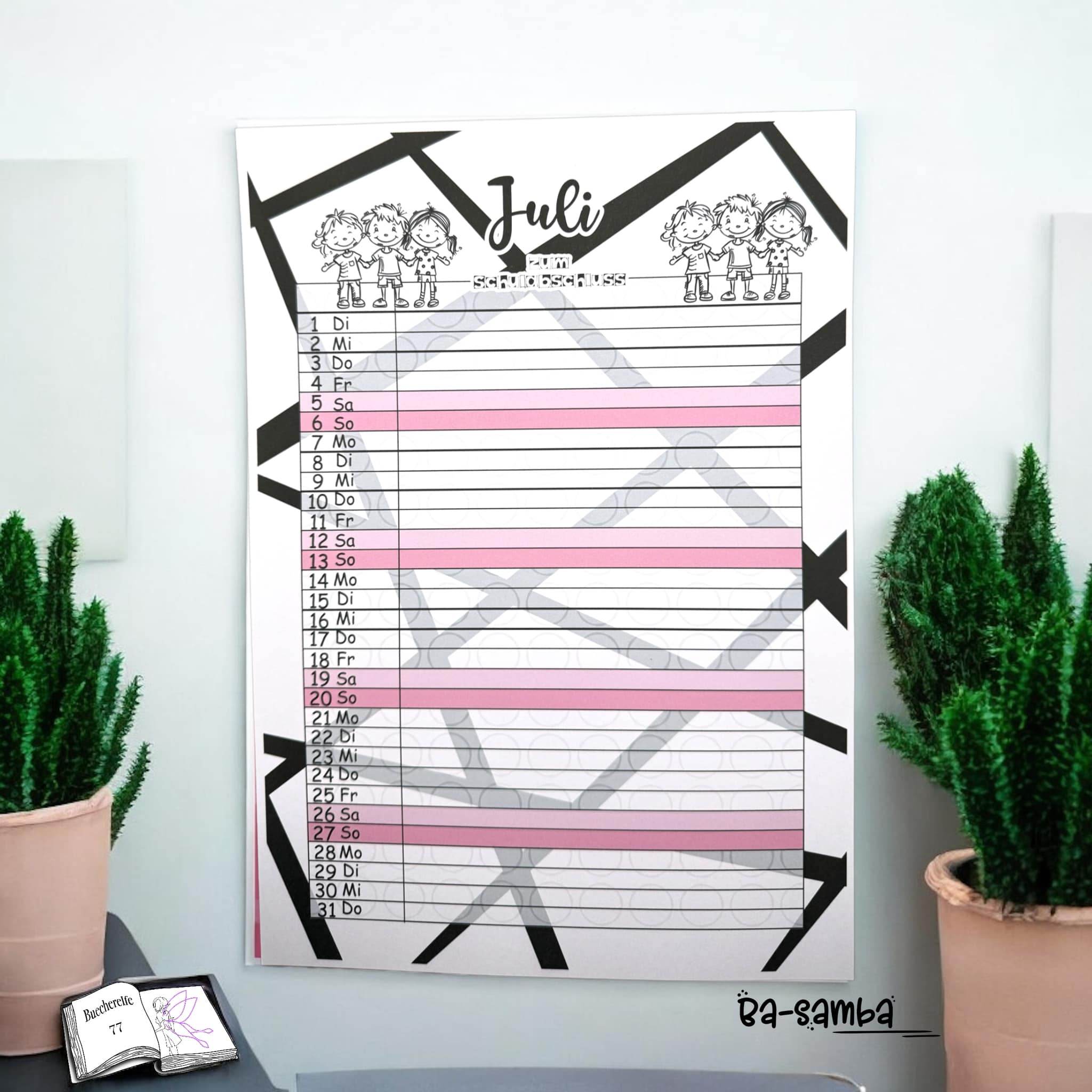 Kalender, Familienplaner 2025 zum Drucken - Sewando